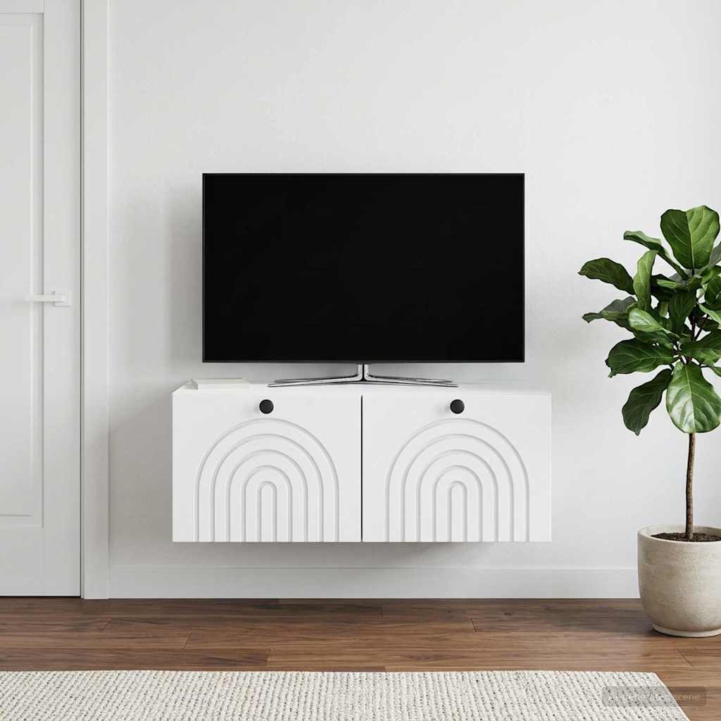 Wandbeugel TV-kast Wit 78,5 x 41 x 30 cm Bewerkt hout is nu te koop bij PeponiXL, paradijselijk wonen!