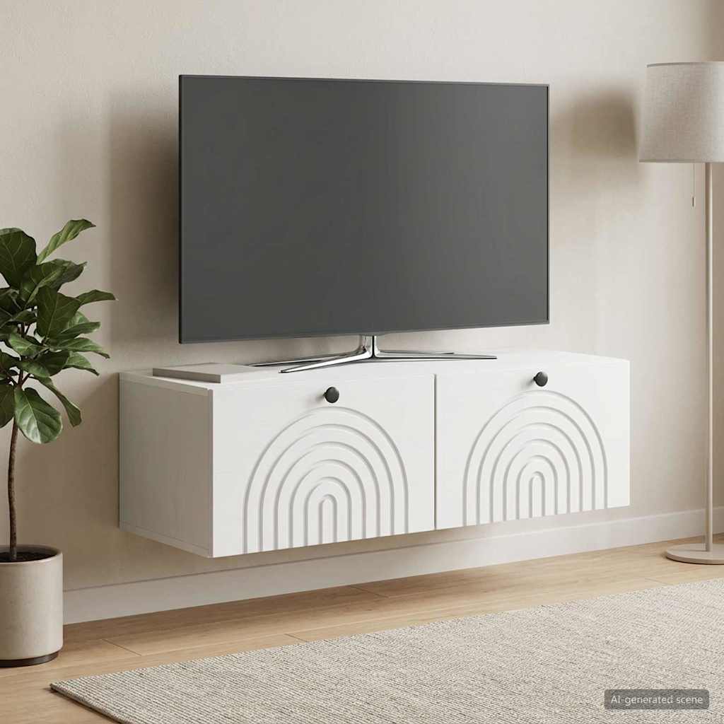 Wandbeugel TV-kast Wit 99 x 41 x 30 cm Bewerkt hout is nu te koop bij PeponiXL, paradijselijk wonen!