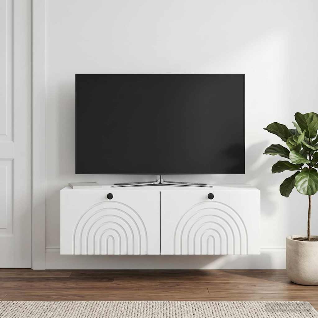 Wandbeugel TV-kast Wit 99 x 41 x 30 cm Bewerkt hout is nu te koop bij PeponiXL, paradijselijk wonen!