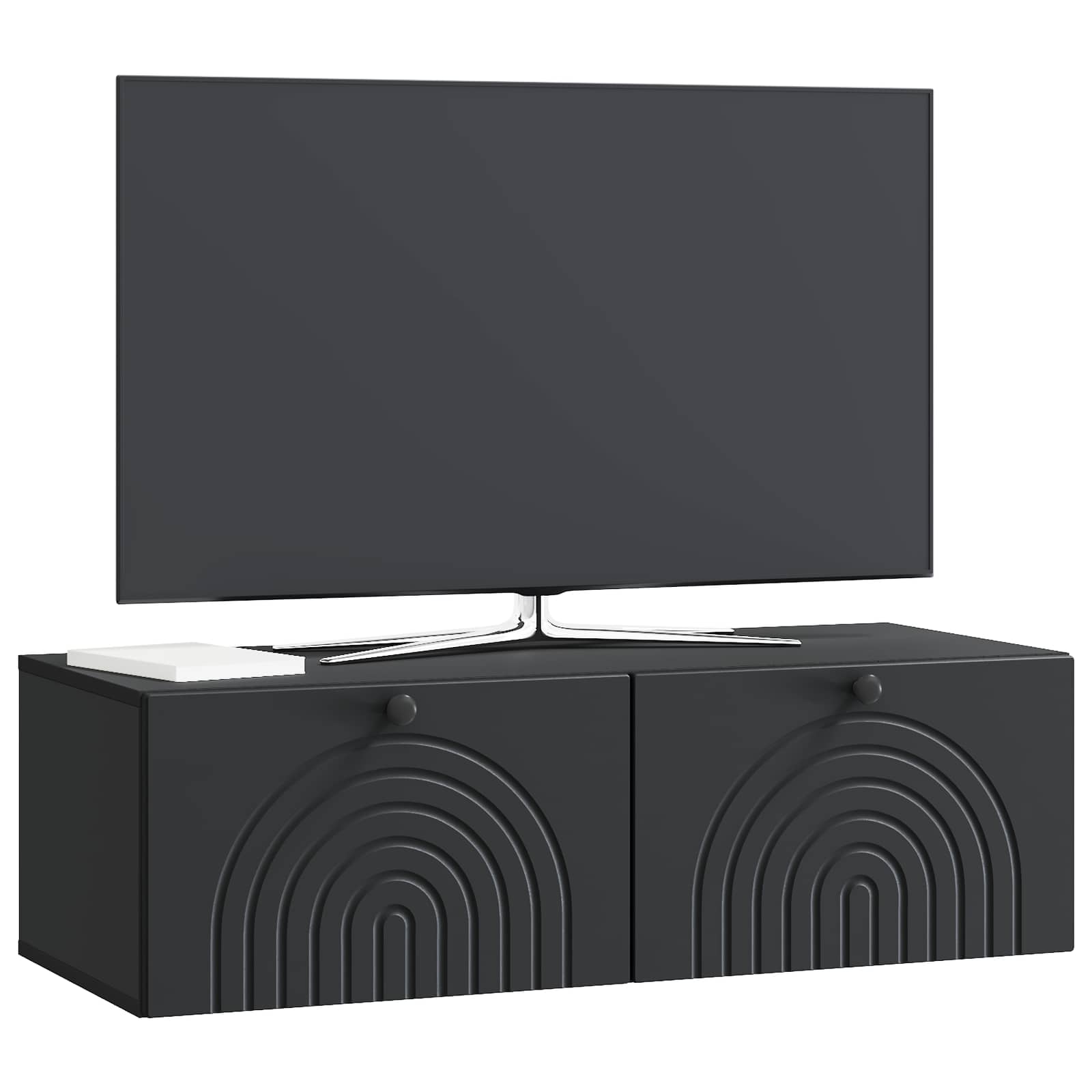 Wandbeugel TV-kast Zwart 99 x 41 x 30 cm Bewerkt hout is nu te koop bij PeponiXL, paradijselijk wonen!