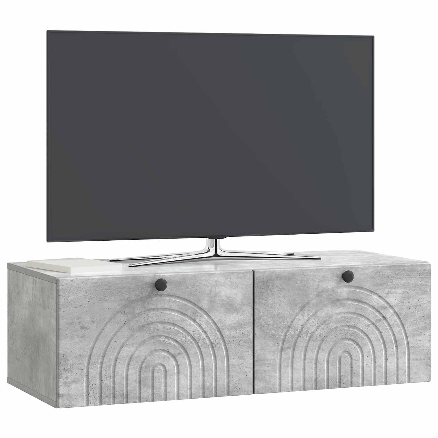 Wandbeugel TV-kast Betongrijs 99 x 41 x 30 cm Bewerkt hout is nu te koop bij PeponiXL, paradijselijk wonen!