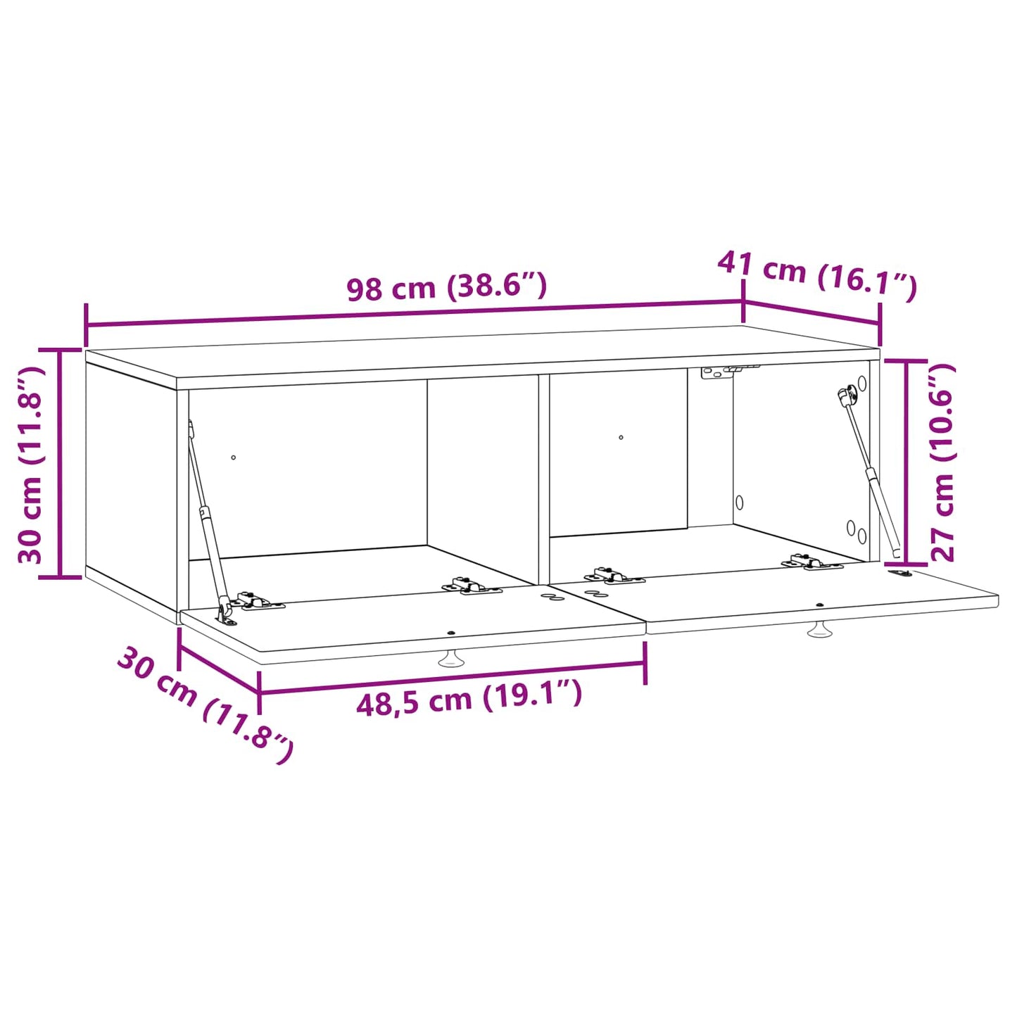 Wandbeugel TV-kast Betongrijs 99 x 41 x 30 cm Bewerkt hout is nu te koop bij PeponiXL, paradijselijk wonen!