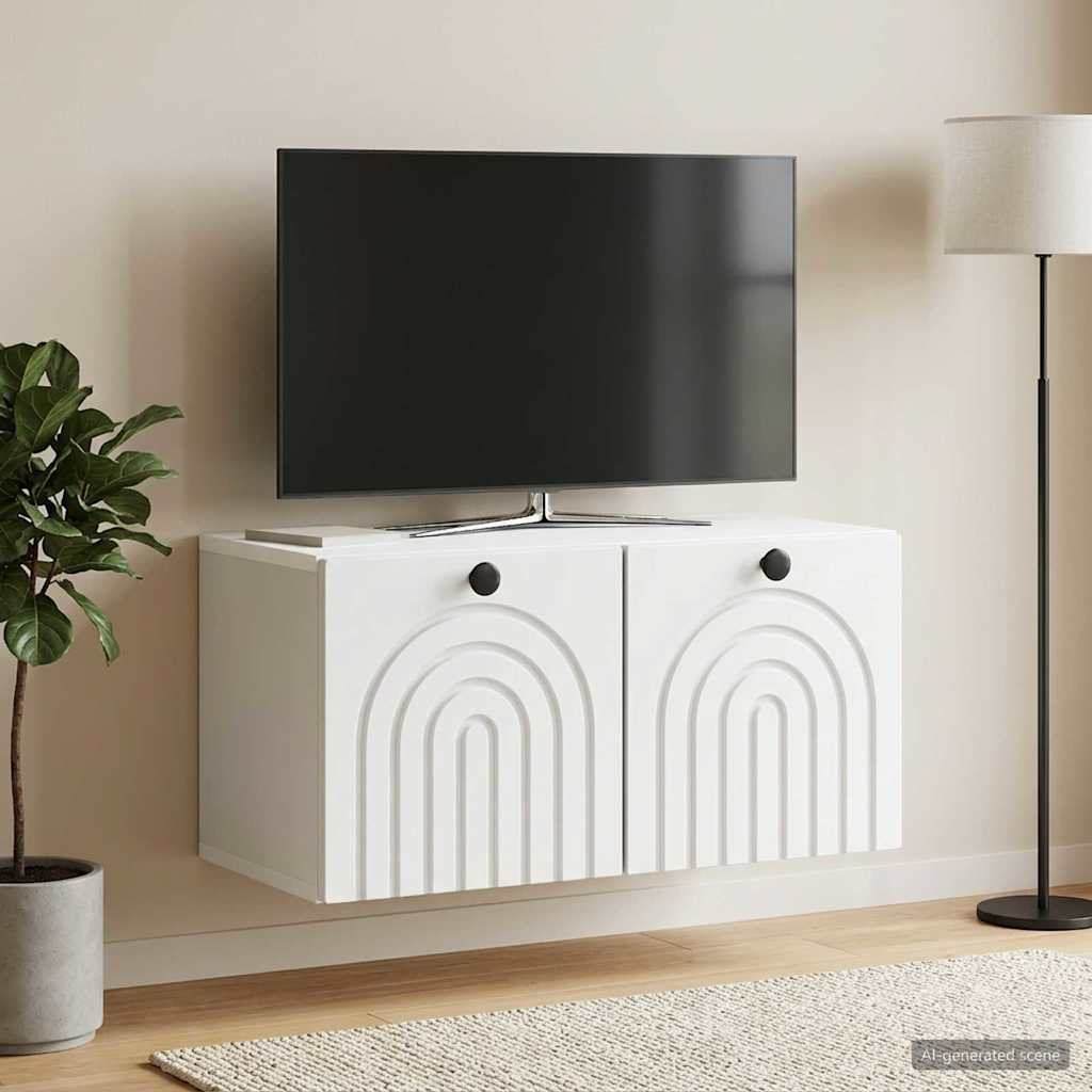 Wandbeugel TV-kast Wit 59,5 x 31 x 30 cm Bewerkt hout is nu te koop bij PeponiXL, paradijselijk wonen!