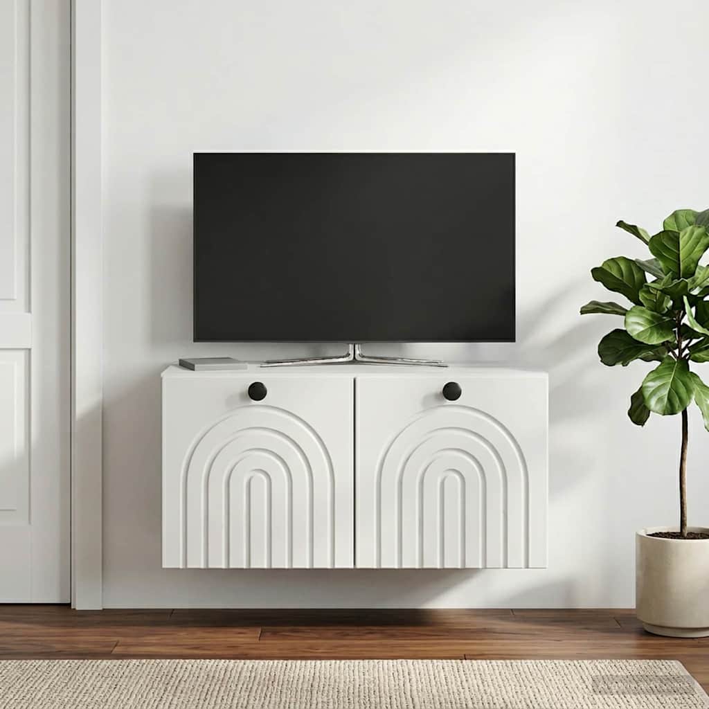 Wandbeugel TV-kast Wit 59,5 x 31 x 30 cm Bewerkt hout is nu te koop bij PeponiXL, paradijselijk wonen!