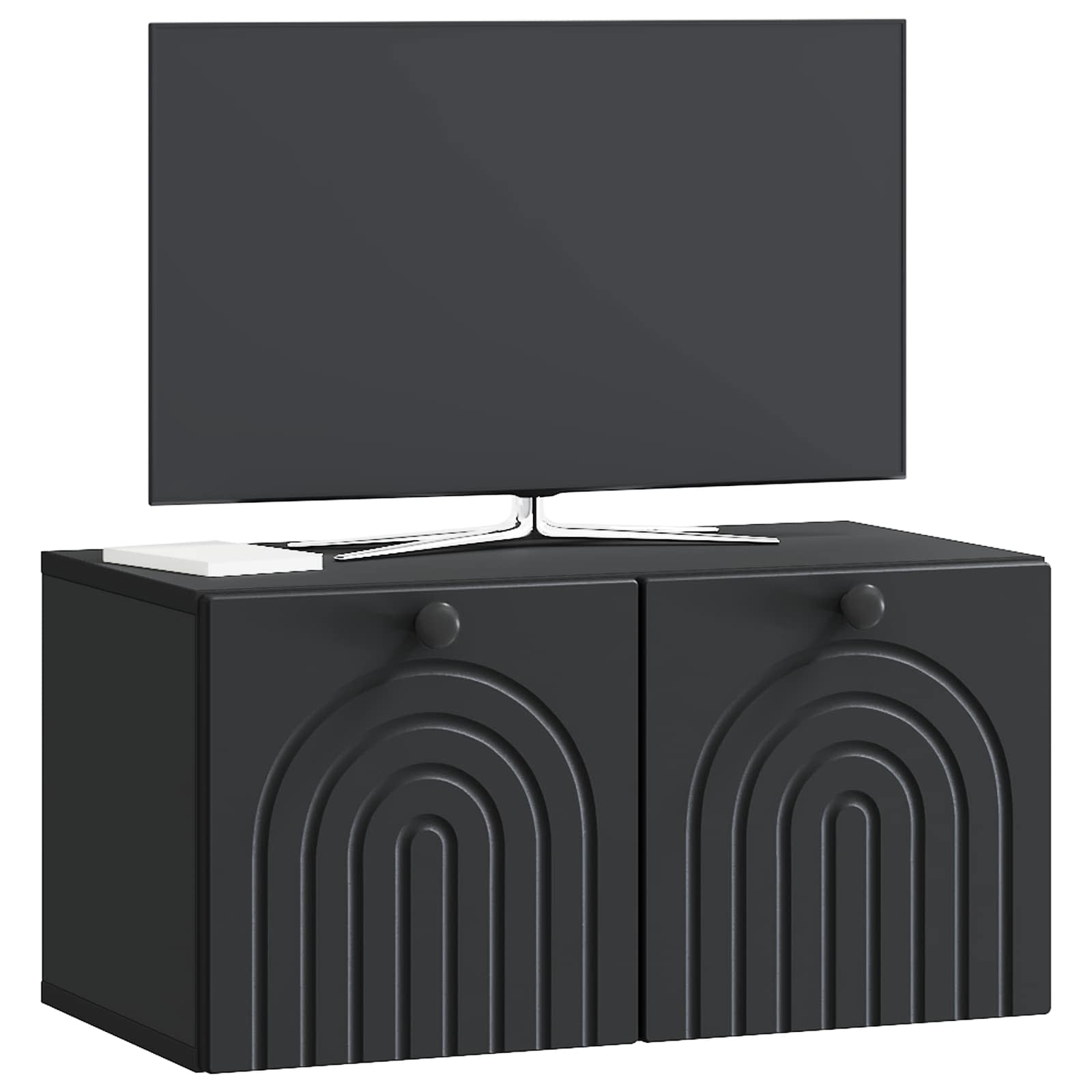 Wandbeugel TV-kast Zwart 59,5 x 31 x 30 cm Bewerkt hout is nu te koop bij PeponiXL, paradijselijk wonen!