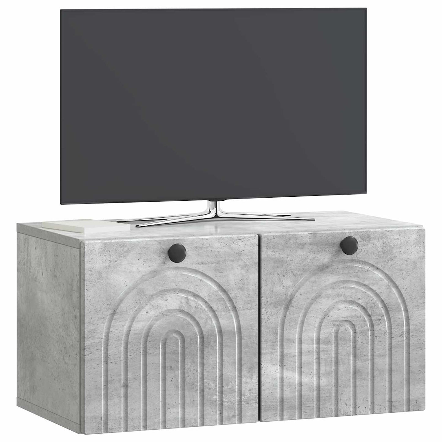 Wandbeugel TV-kast Betongrijs 59,5 x 31 x 30 cm Bewerkt hout is nu te koop bij PeponiXL, paradijselijk wonen!