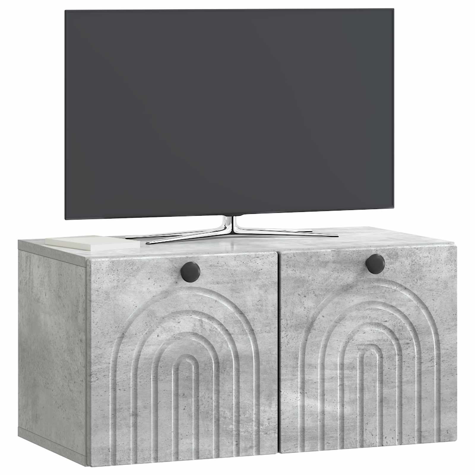 Wandbeugel TV-kast Betongrijs 59,5 x 31 x 30 cm Bewerkt hout is nu te koop bij PeponiXL, paradijselijk wonen!