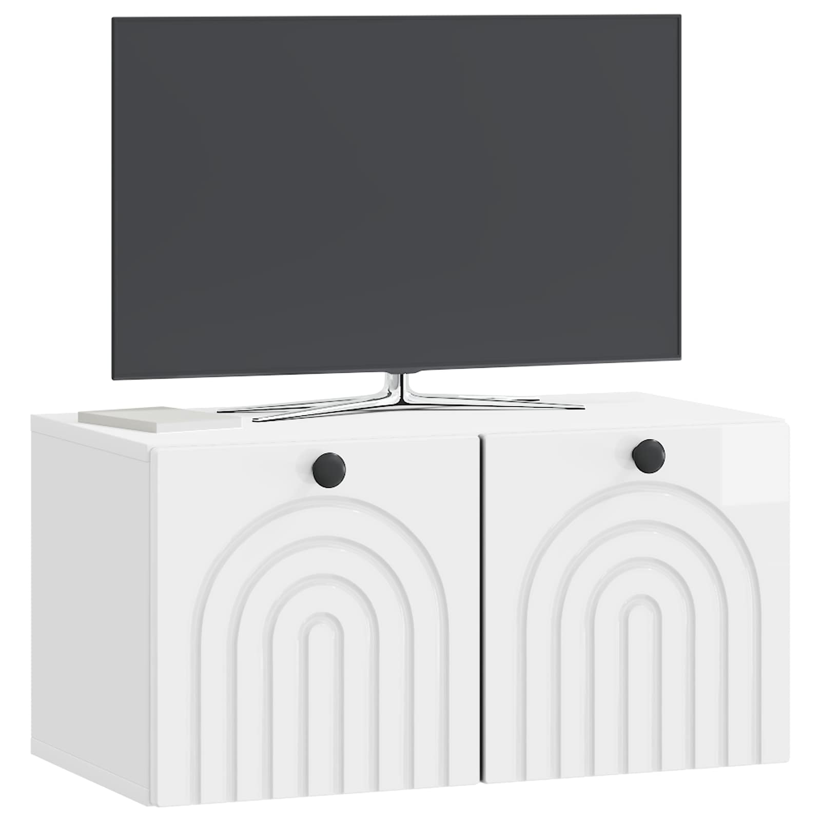 Wandbeugel TV-kast Hoogglans Wit 59,5 x 31 x 30 cm Bewerkt hout is nu te koop bij PeponiXL, paradijselijk wonen!