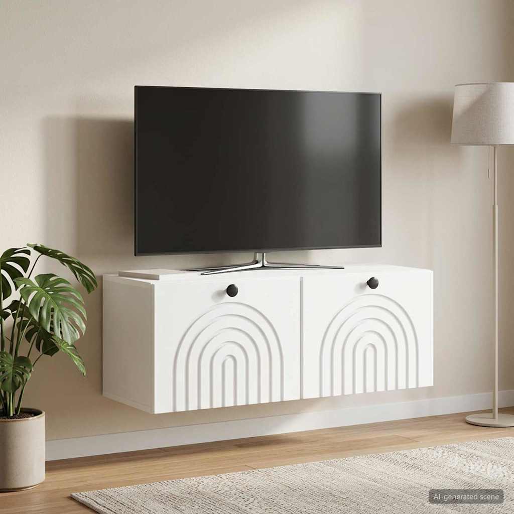 Wandbeugel TV-kast Wit 78,5 x 31 x 30 cm Bewerkt hout is nu te koop bij PeponiXL, paradijselijk wonen!