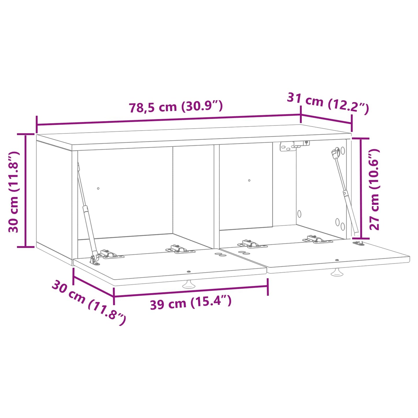 Wandbeugel TV-kast Wit 78,5 x 31 x 30 cm Bewerkt hout is nu te koop bij PeponiXL, paradijselijk wonen!
