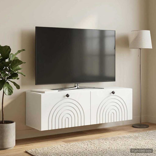 Wandbeugel TV-kast Wit 98 x 31 x 30 cm Bewerkt hout is nu te koop bij PeponiXL, paradijselijk wonen!