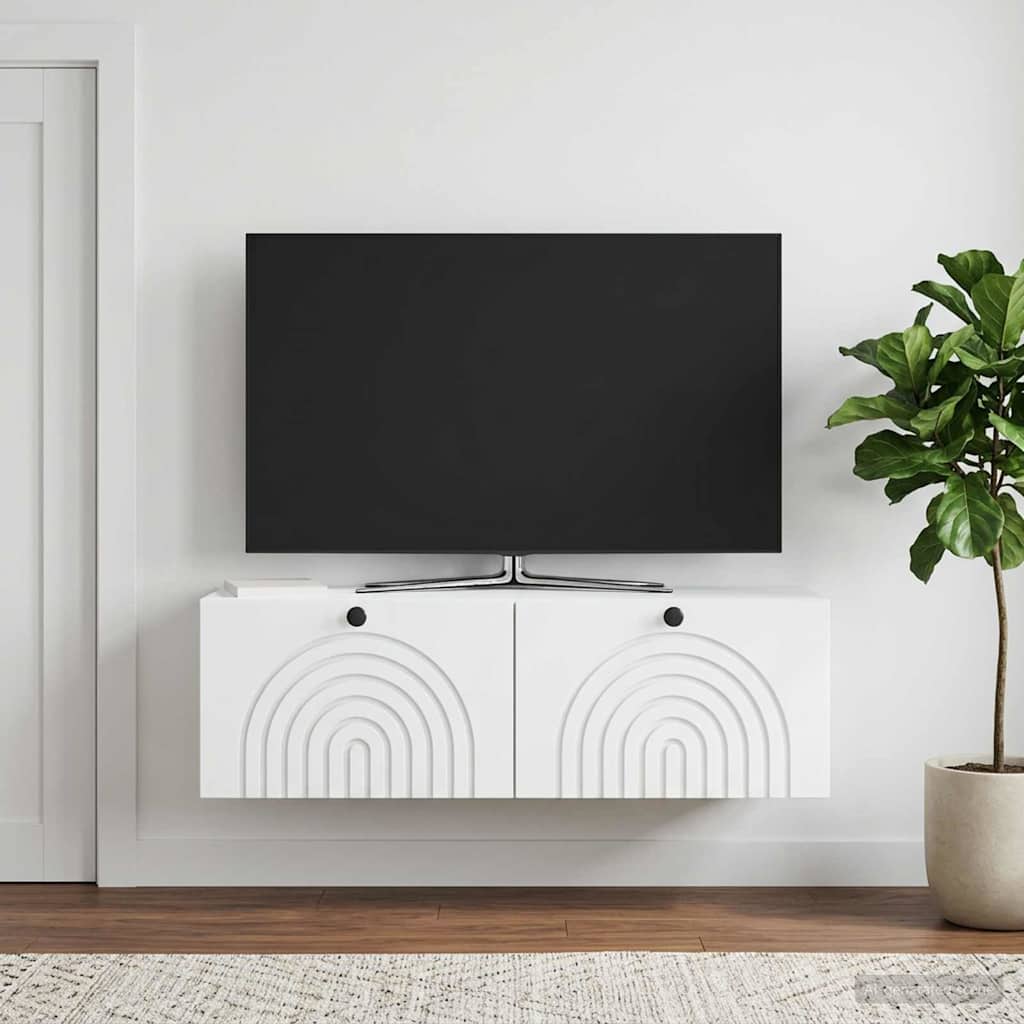 Wandbeugel TV-kast Wit 98 x 31 x 30 cm Bewerkt hout is nu te koop bij PeponiXL, paradijselijk wonen!