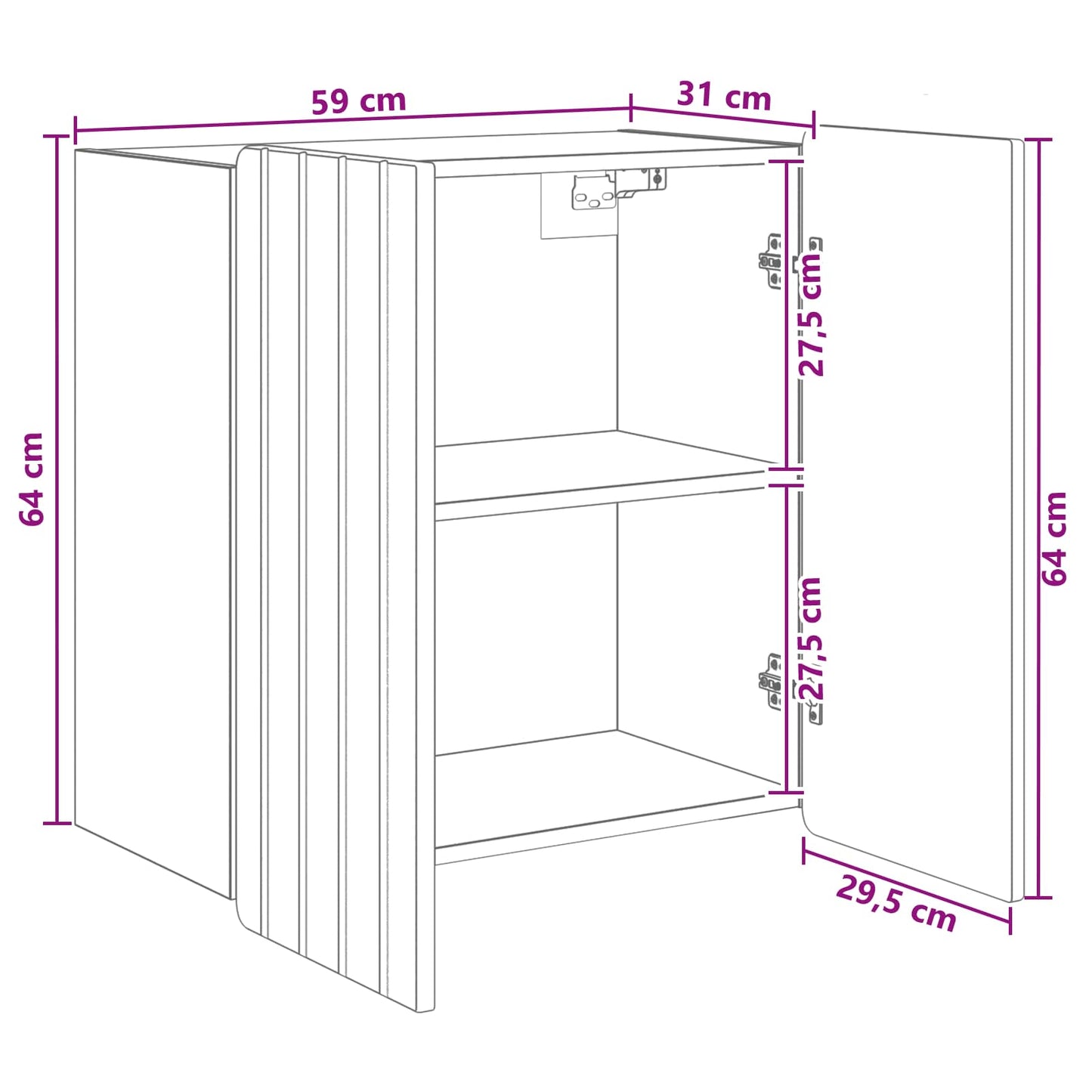 Wandkast Wit 59 x 31 x 64 cm Bewerkt hout is nu te koop bij PeponiXL, paradijselijk wonen!