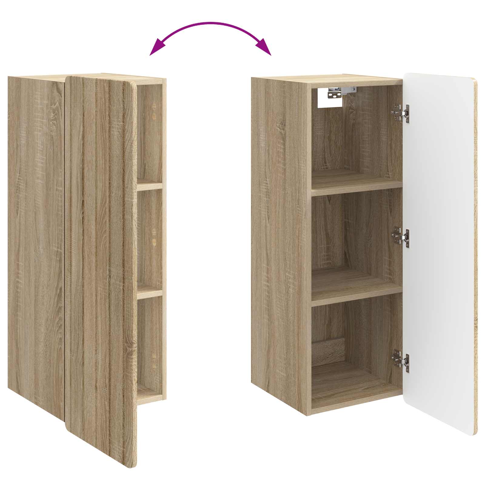 Wandkast Sonoma Eiken 33 x 34,5 x 94 cm Bewerkt hout is nu te koop bij PeponiXL, paradijselijk wonen!