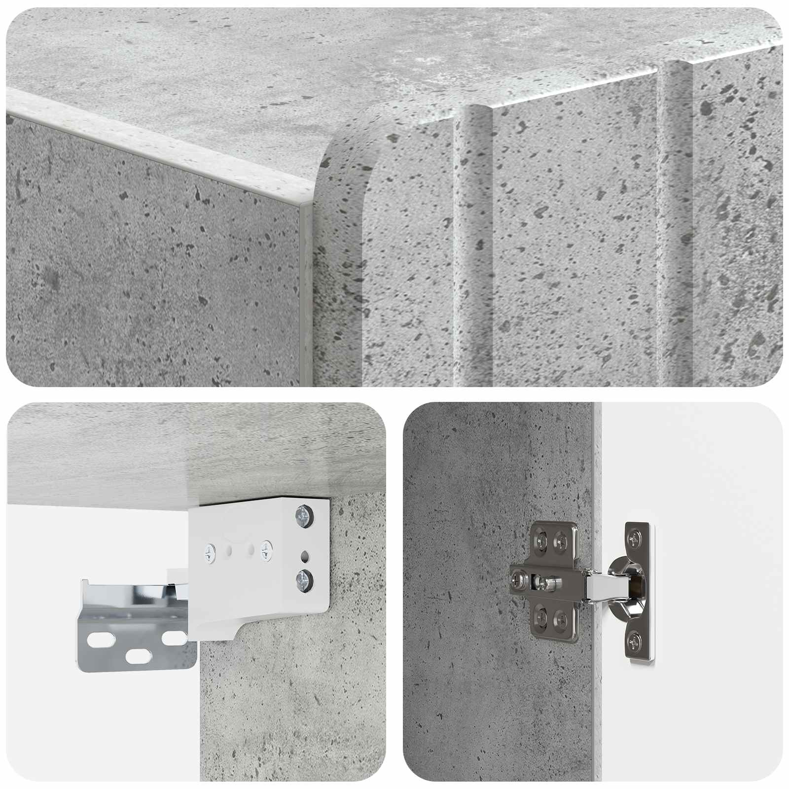 Wandkast Betongrijs 33 x 34,5 x 94 cm Bewerkt hout is nu te koop bij PeponiXL, paradijselijk wonen!