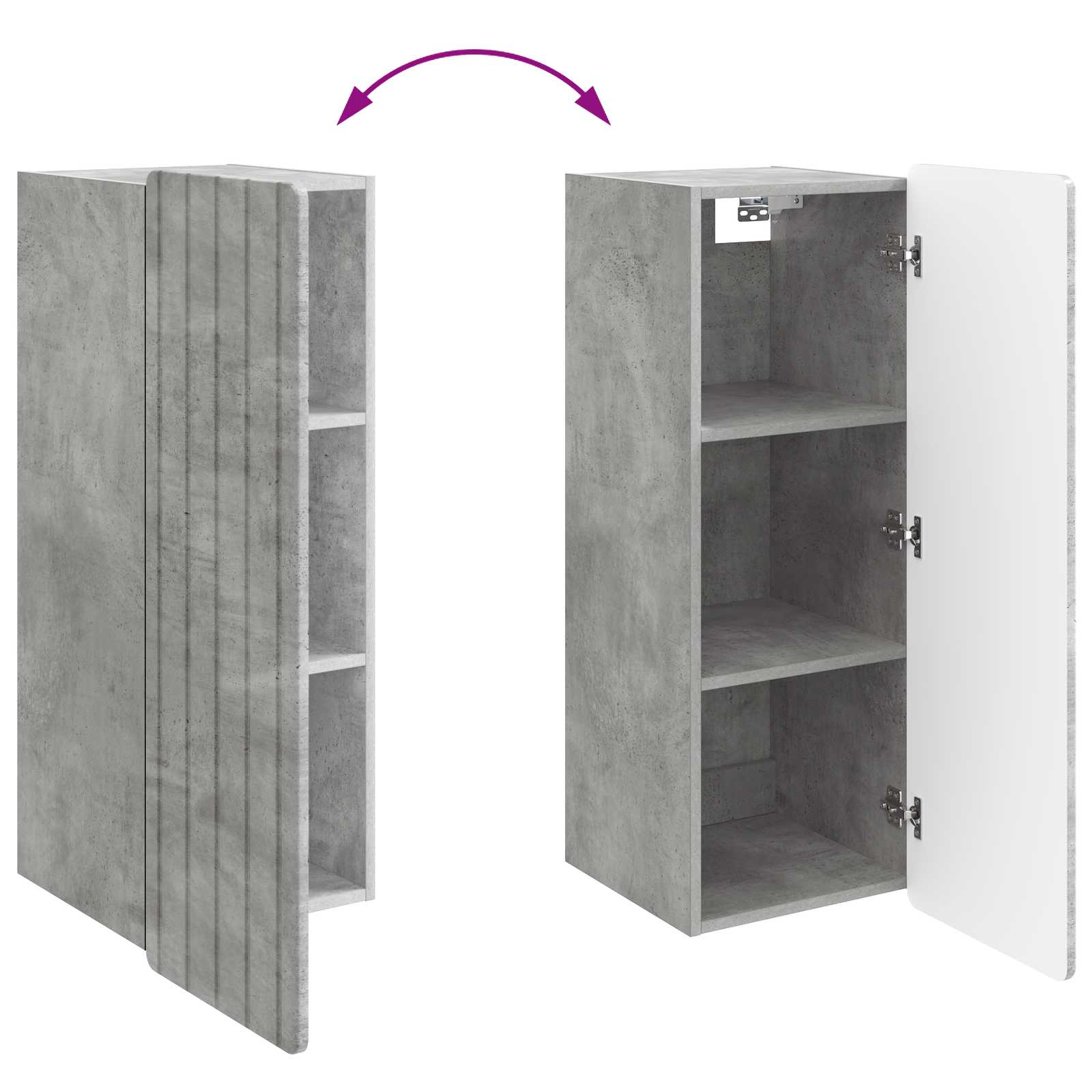 Wandkast Betongrijs 33 x 34,5 x 94 cm Bewerkt hout is nu te koop bij PeponiXL, paradijselijk wonen!