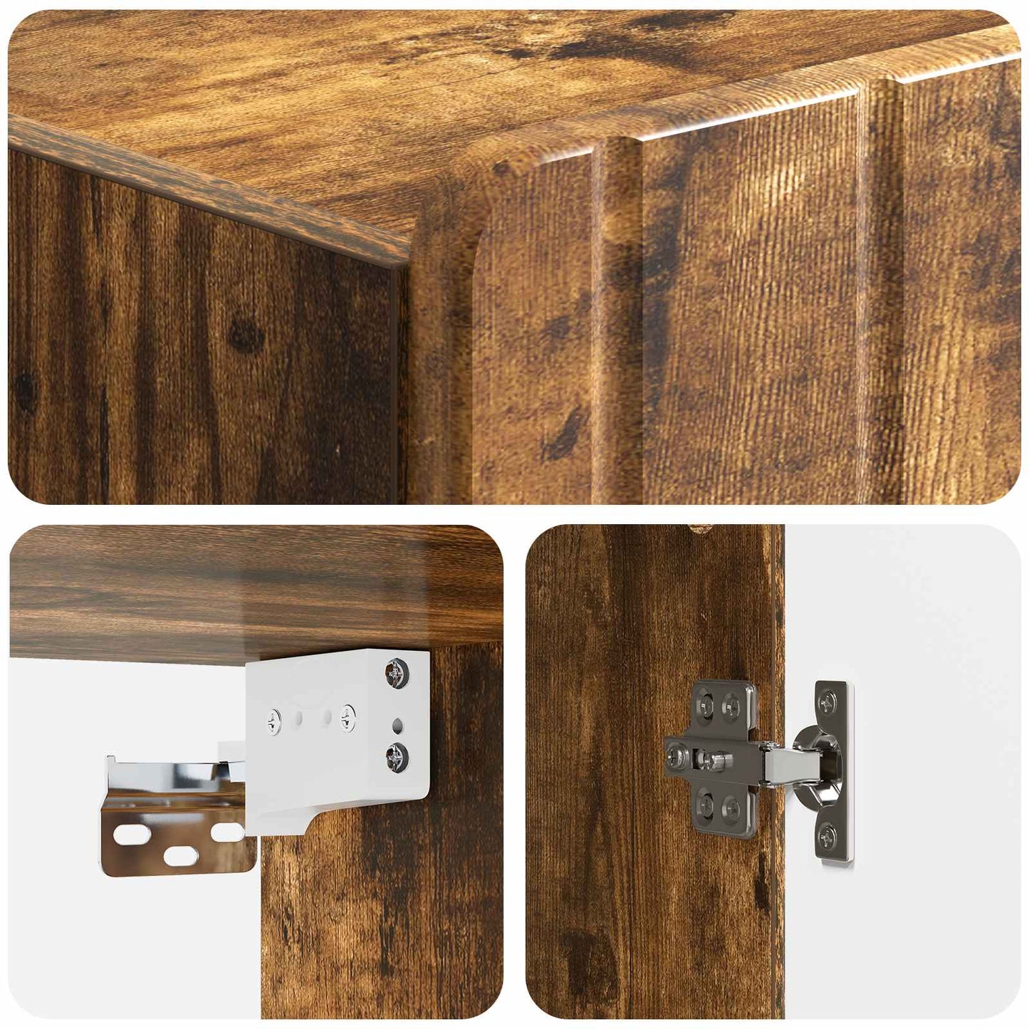 Wandkast Gerookt eiken 33 x 34,5 x 94 cm Bewerkt hout is nu te koop bij PeponiXL, paradijselijk wonen!