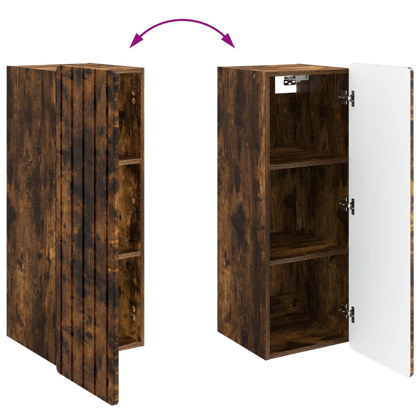 Wandkast Gerookt eiken 33 x 34,5 x 94 cm Bewerkt hout is nu te koop bij PeponiXL, paradijselijk wonen!