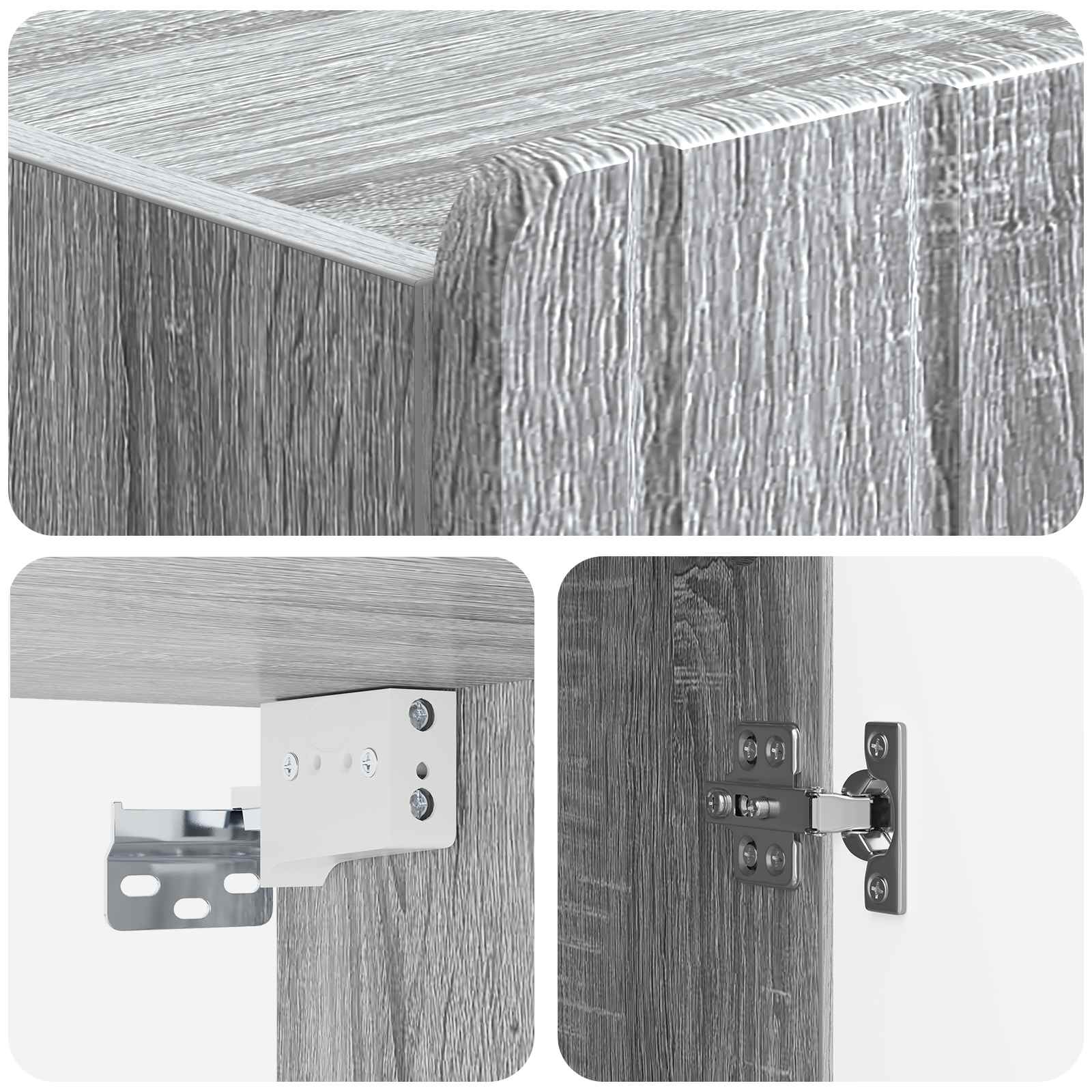 Wandkast Grijs Sonoma 33 x 34,5 x 94 cm Bewerkt hout is nu te koop bij PeponiXL, paradijselijk wonen!