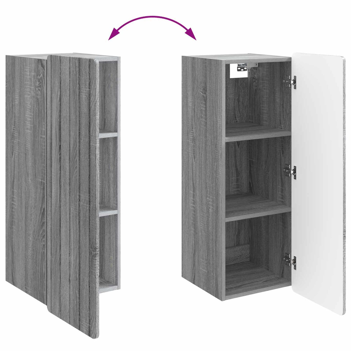 Wandkast Grijs Sonoma 33 x 34,5 x 94 cm Bewerkt hout is nu te koop bij PeponiXL, paradijselijk wonen!