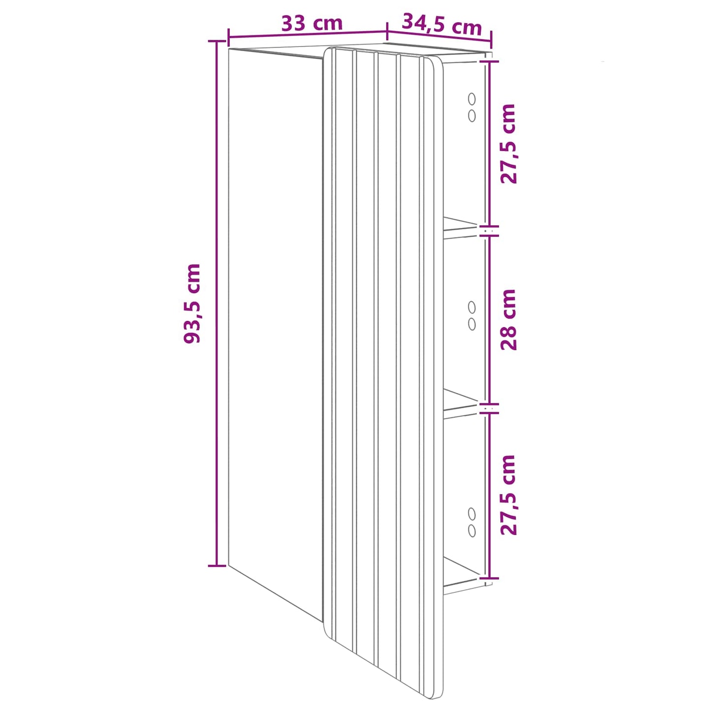 Wandkast Grijs Sonoma 33 x 34,5 x 94 cm Bewerkt hout is nu te koop bij PeponiXL, paradijselijk wonen!
