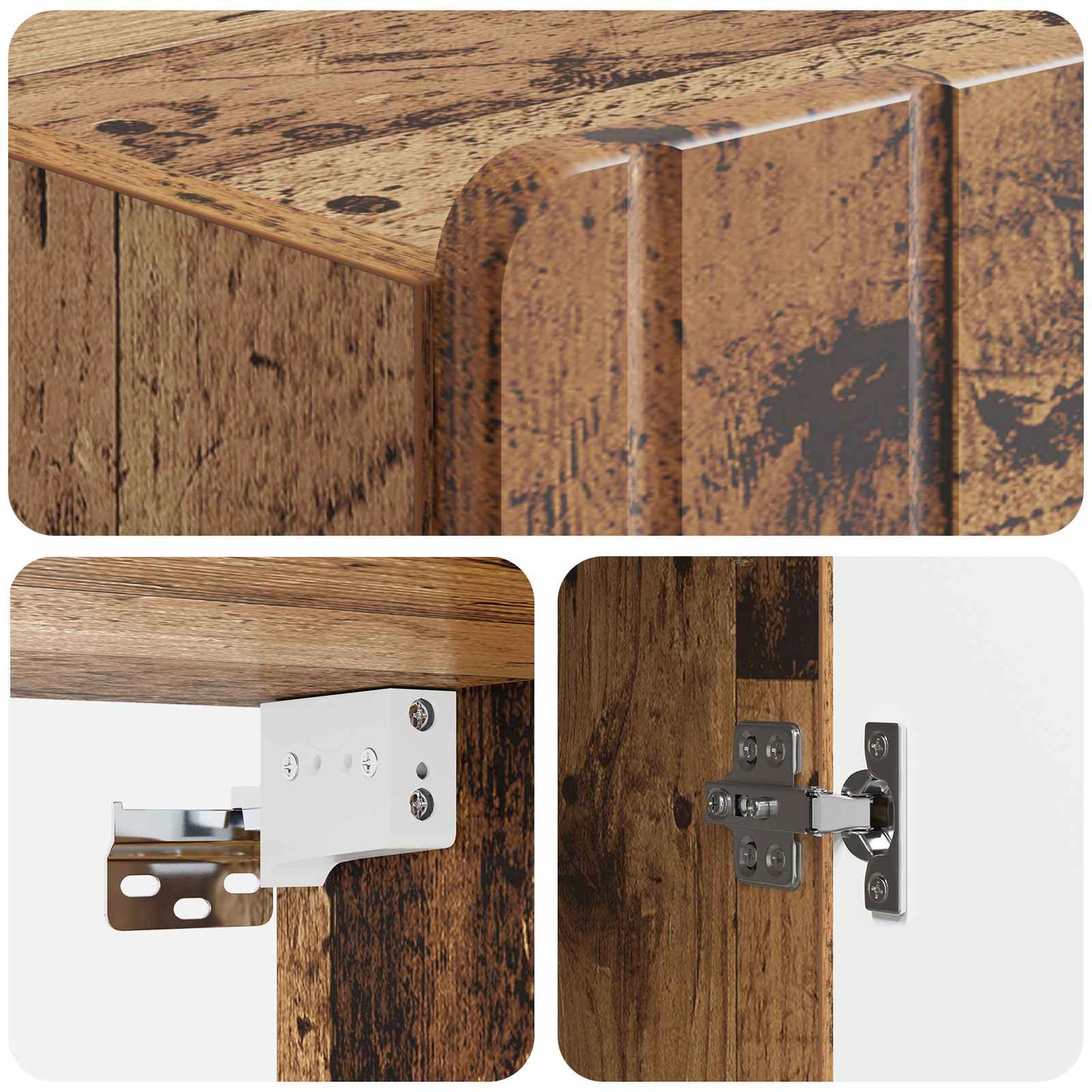 Wandkast Oud hout 33 x 34,5 x 94 cm Bewerkt hout is nu te koop bij PeponiXL, paradijselijk wonen!