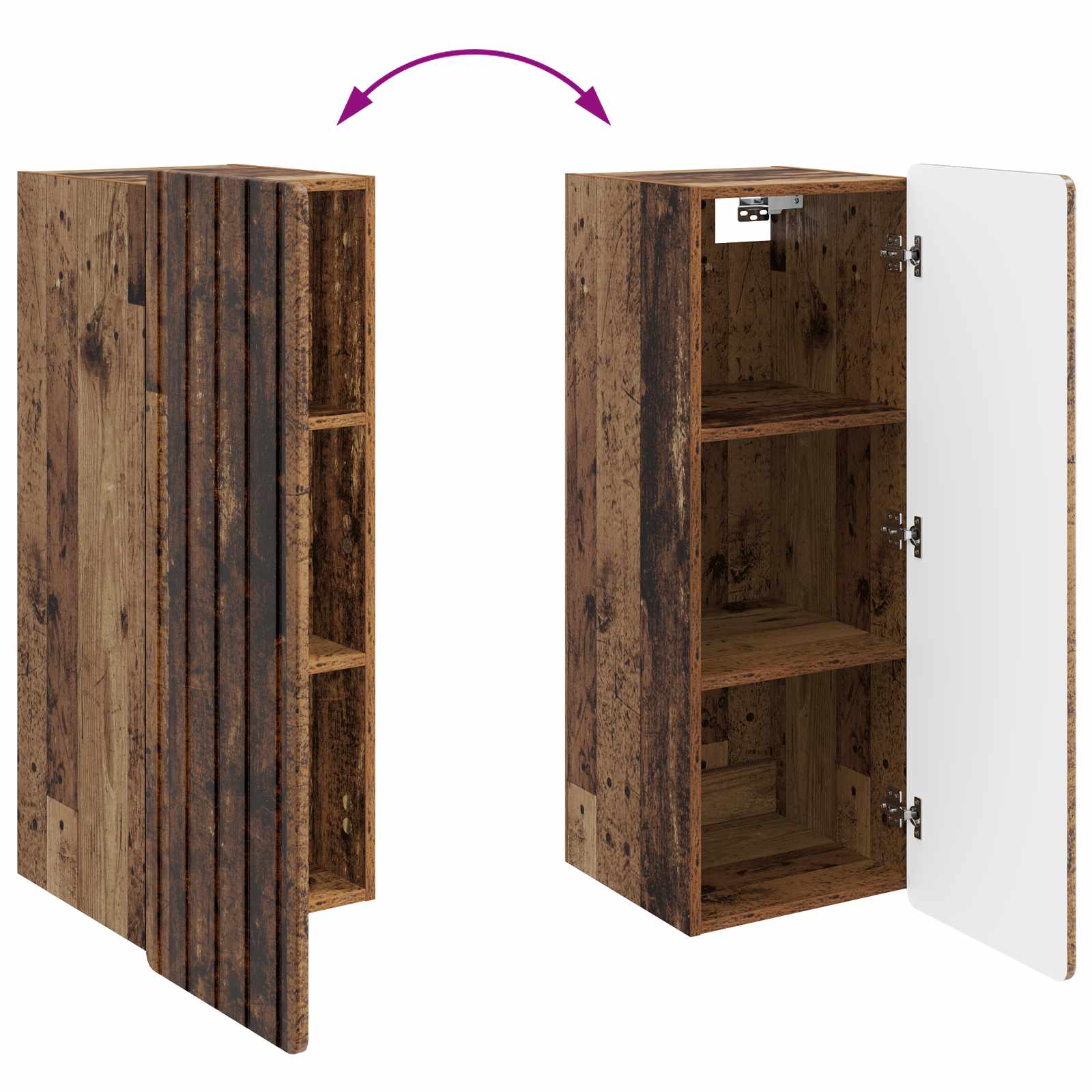 Wandkast Oud hout 33 x 34,5 x 94 cm Bewerkt hout is nu te koop bij PeponiXL, paradijselijk wonen!