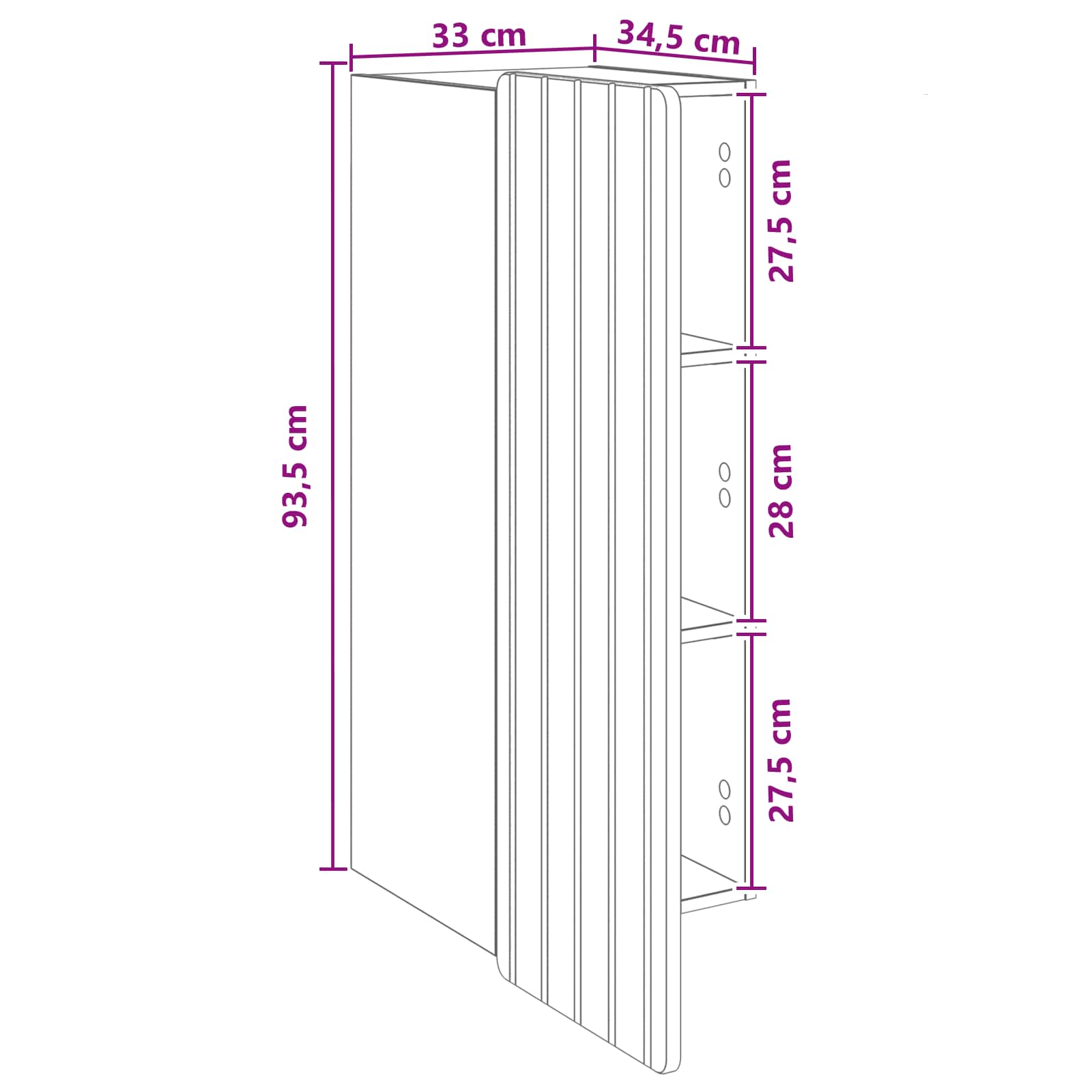 Wandkast Oud hout 33 x 34,5 x 94 cm Bewerkt hout is nu te koop bij PeponiXL, paradijselijk wonen!