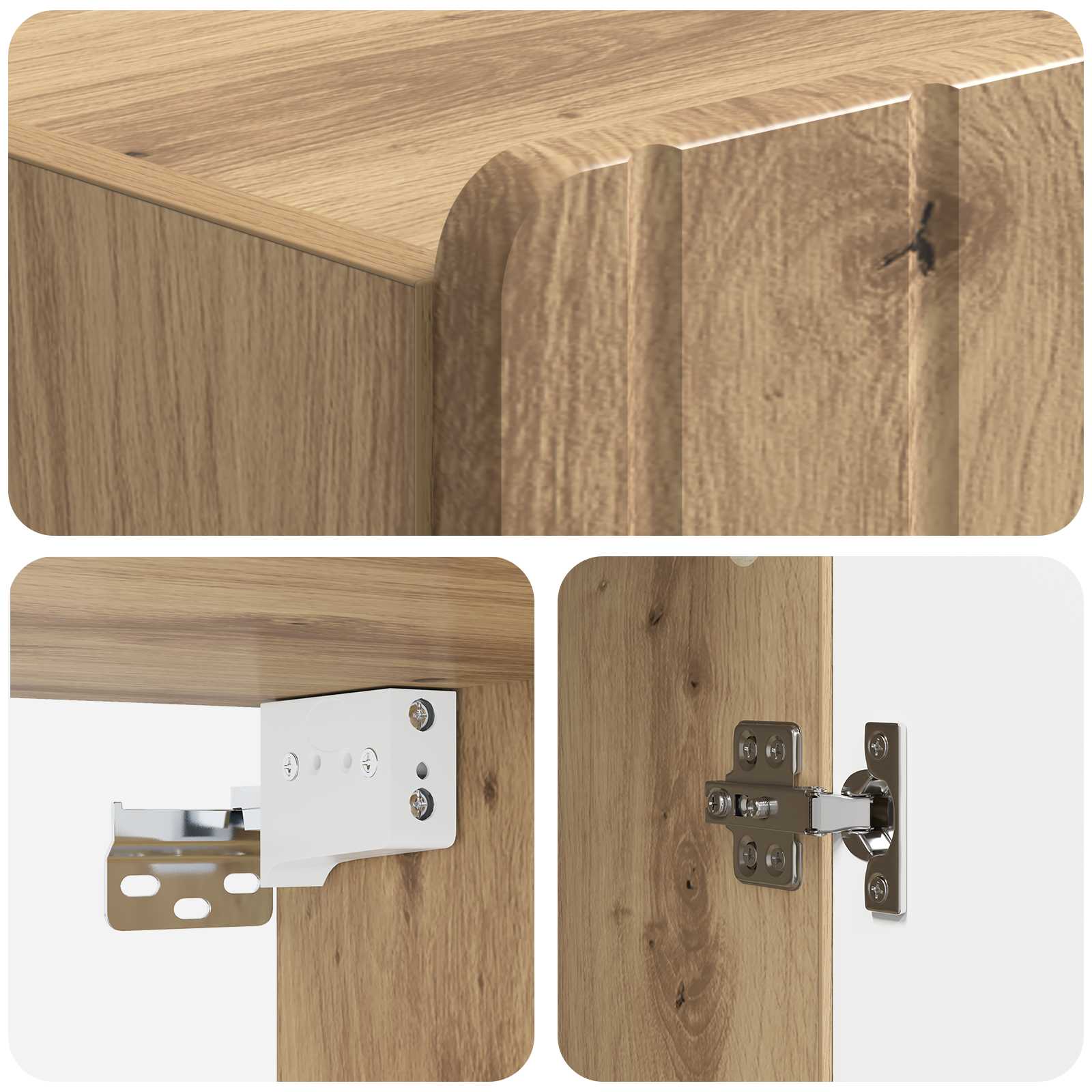 Wandkast Artisanaal eiken 33 x 34,5 x 94 cm Bewerkt hout is nu te koop bij PeponiXL, paradijselijk wonen!