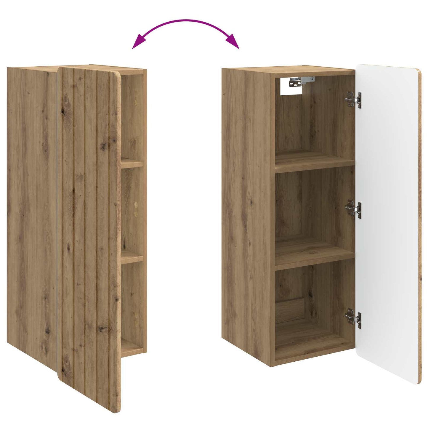 Wandkast Artisanaal eiken 33 x 34,5 x 94 cm Bewerkt hout is nu te koop bij PeponiXL, paradijselijk wonen!