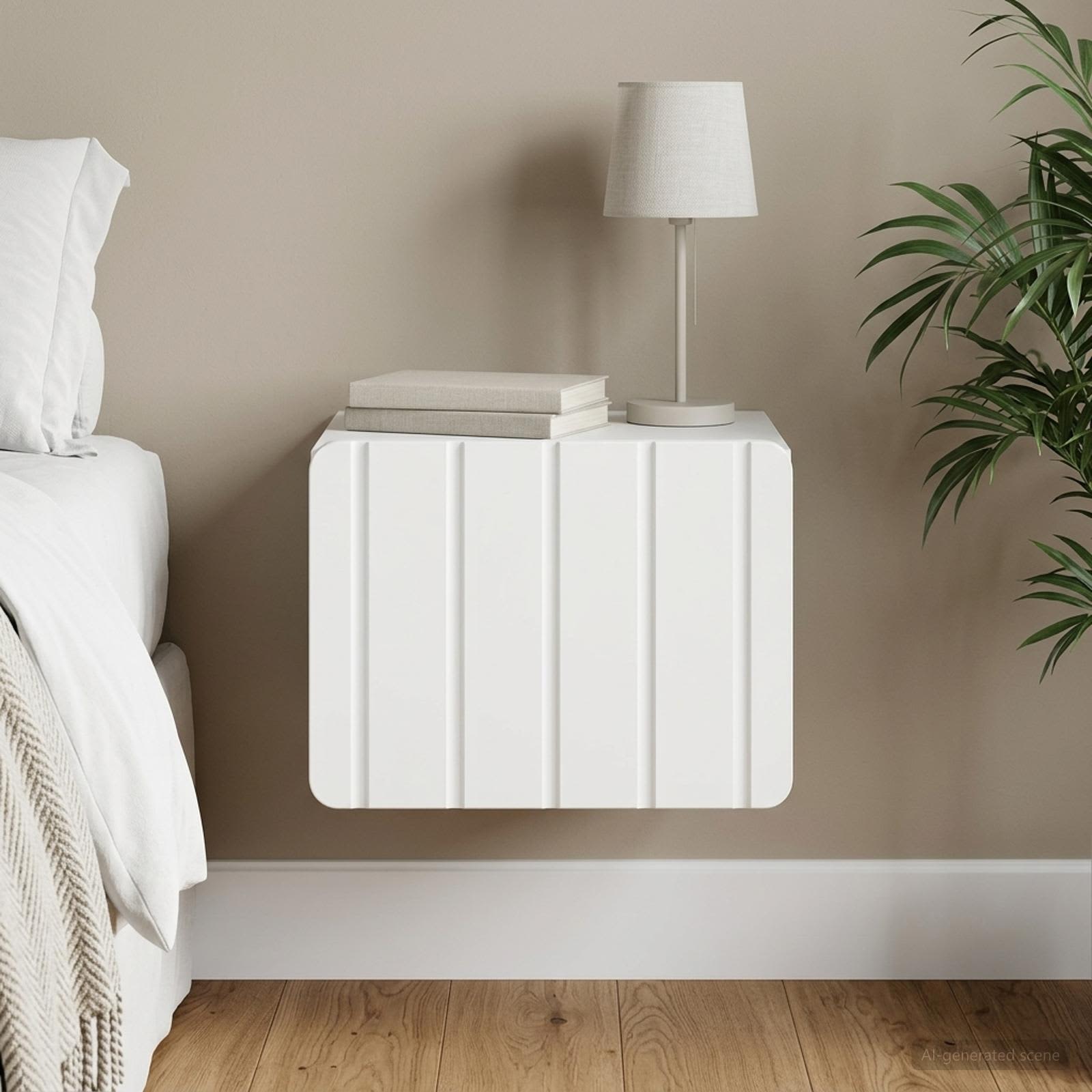 Wandbeugel Bedkast met lade Wit 33 x 34,5 x 24 cm Bewerkt hout is nu te koop bij PeponiXL, paradijselijk wonen!