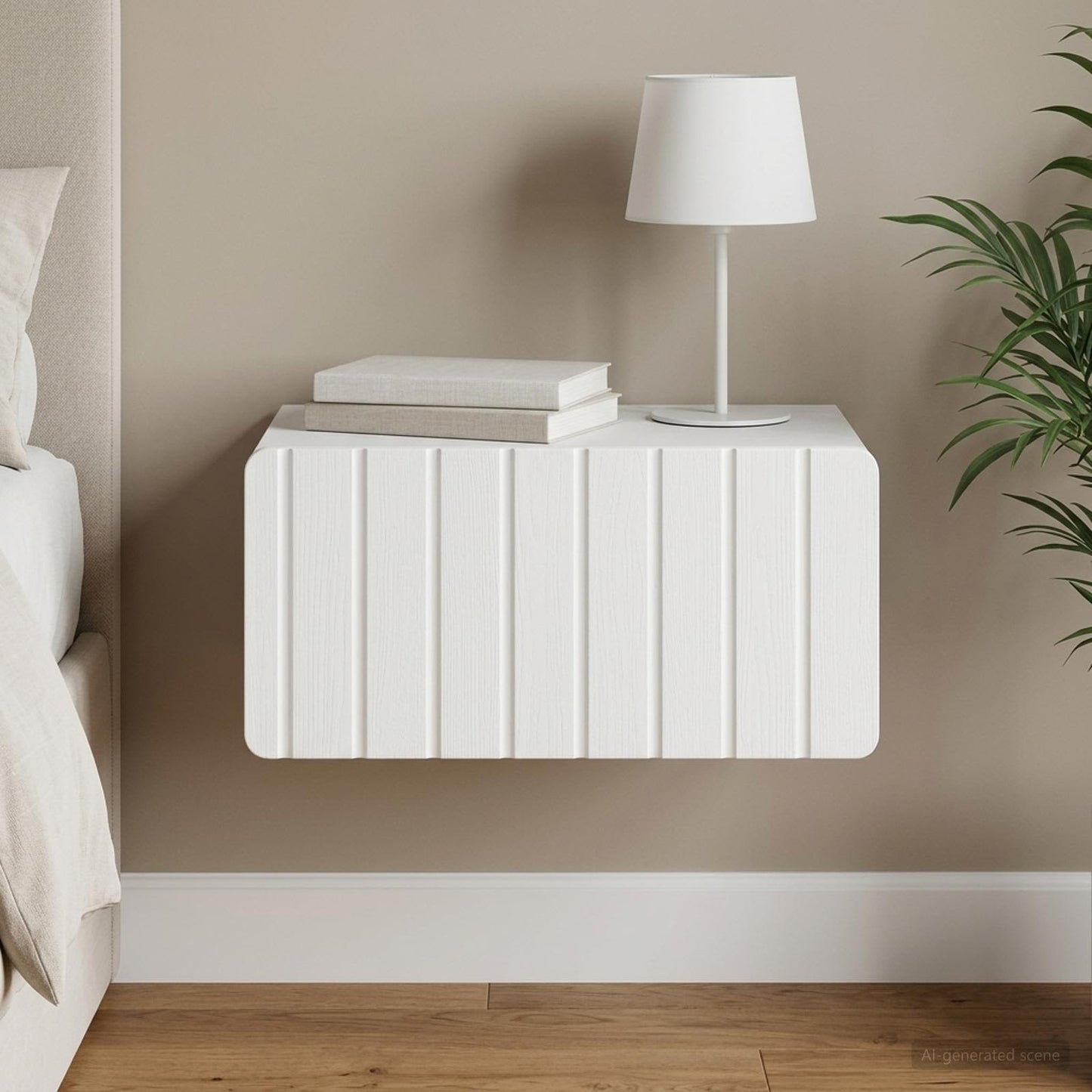 Wandbeugel Bedkast met lade Wit 49 x 34,5 x 24 cm Bewerkt hout is nu te koop bij PeponiXL, paradijselijk wonen!