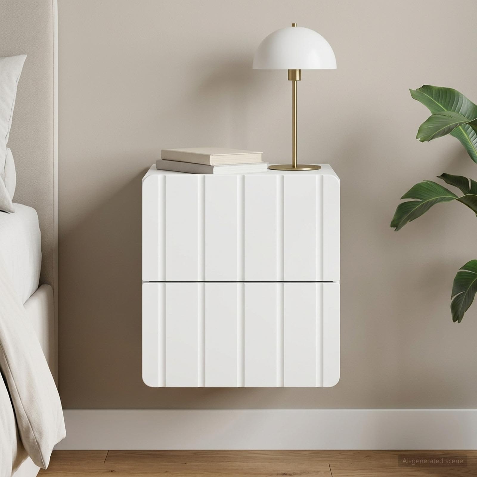 Wandbeugel Bedkast met lade Wit 33 x 34,5 x 43 cm Bewerkt hout is nu te koop bij PeponiXL, paradijselijk wonen!
