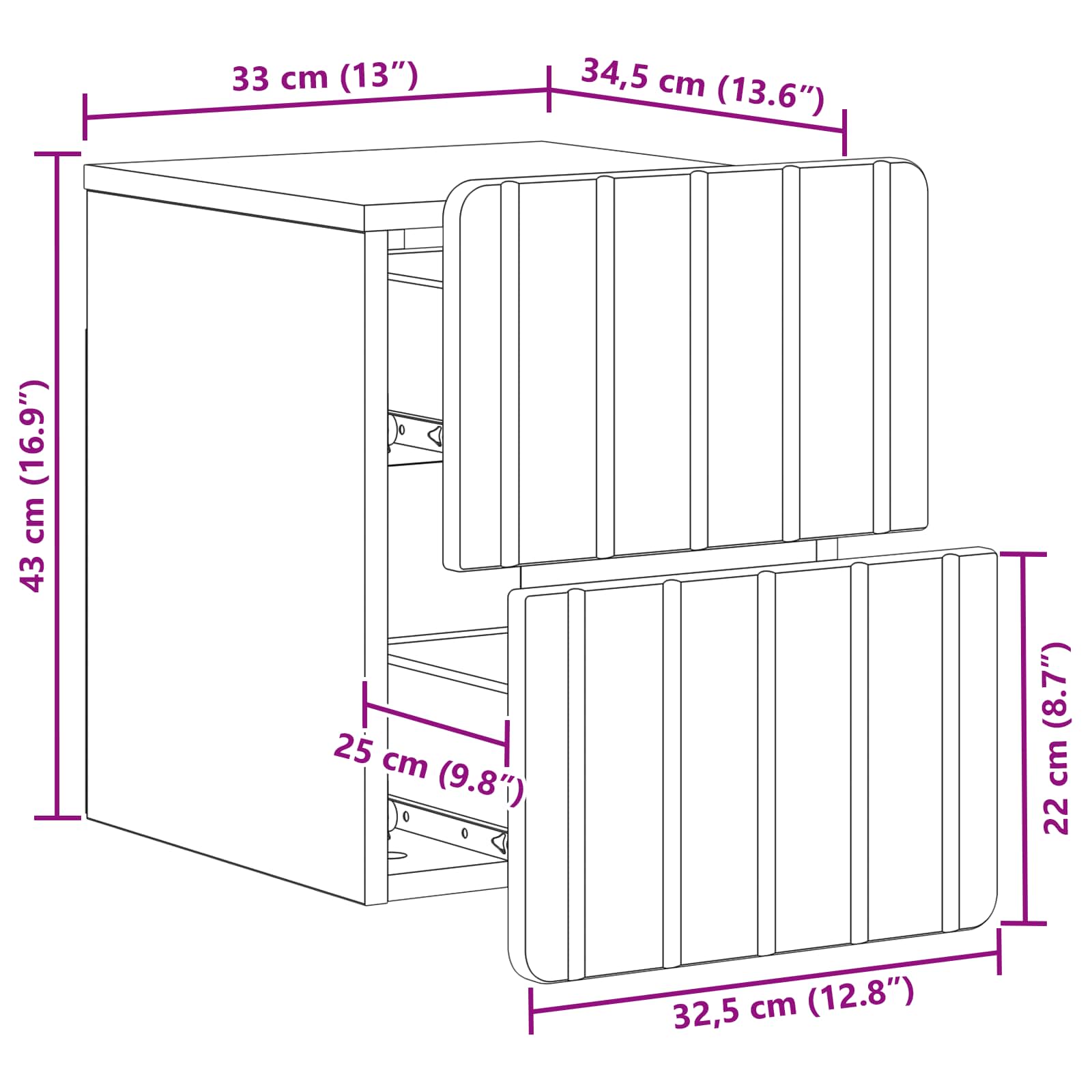 Wandbeugel Bedkast met lade Wit 33 x 34,5 x 43 cm Bewerkt hout is nu te koop bij PeponiXL, paradijselijk wonen!