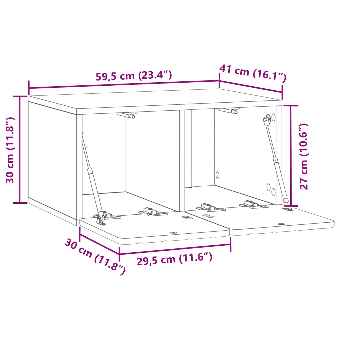 Wandbeugel TV-kast 59,5 x 41 x 30 cm Wit Bewerkt hout is nu te koop bij PeponiXL, paradijselijk wonen!