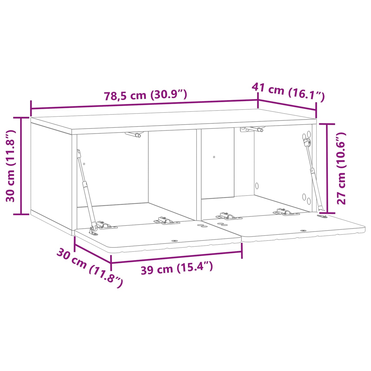Wandbeugel TV-kast 78,5 x 41 x 30 cm Wit Bewerkt hout is nu te koop bij PeponiXL, paradijselijk wonen!
