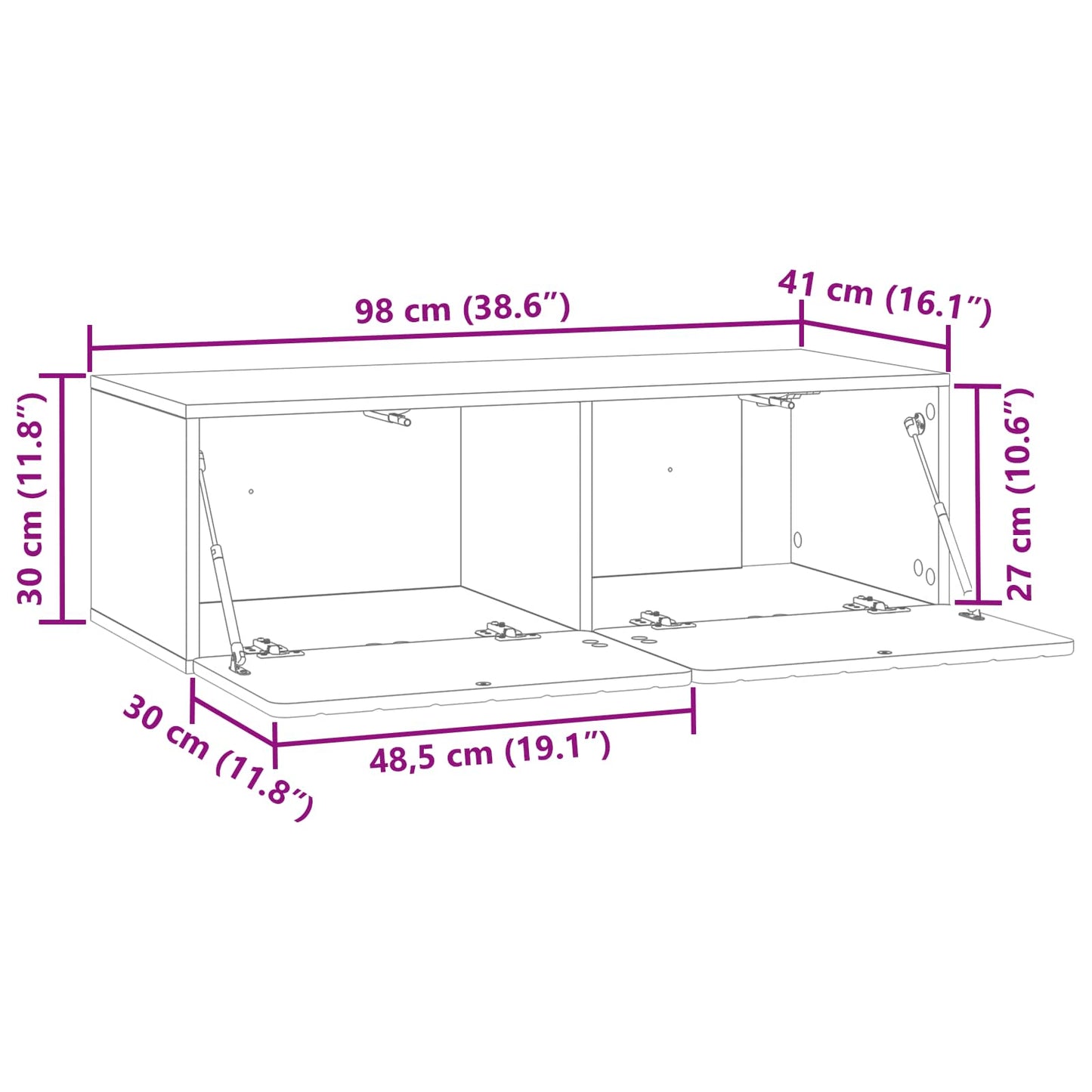 Wandbeugel TV-kast 98 x 41 x 30 cm Wit Bewerkt hout is nu te koop bij PeponiXL, paradijselijk wonen!
