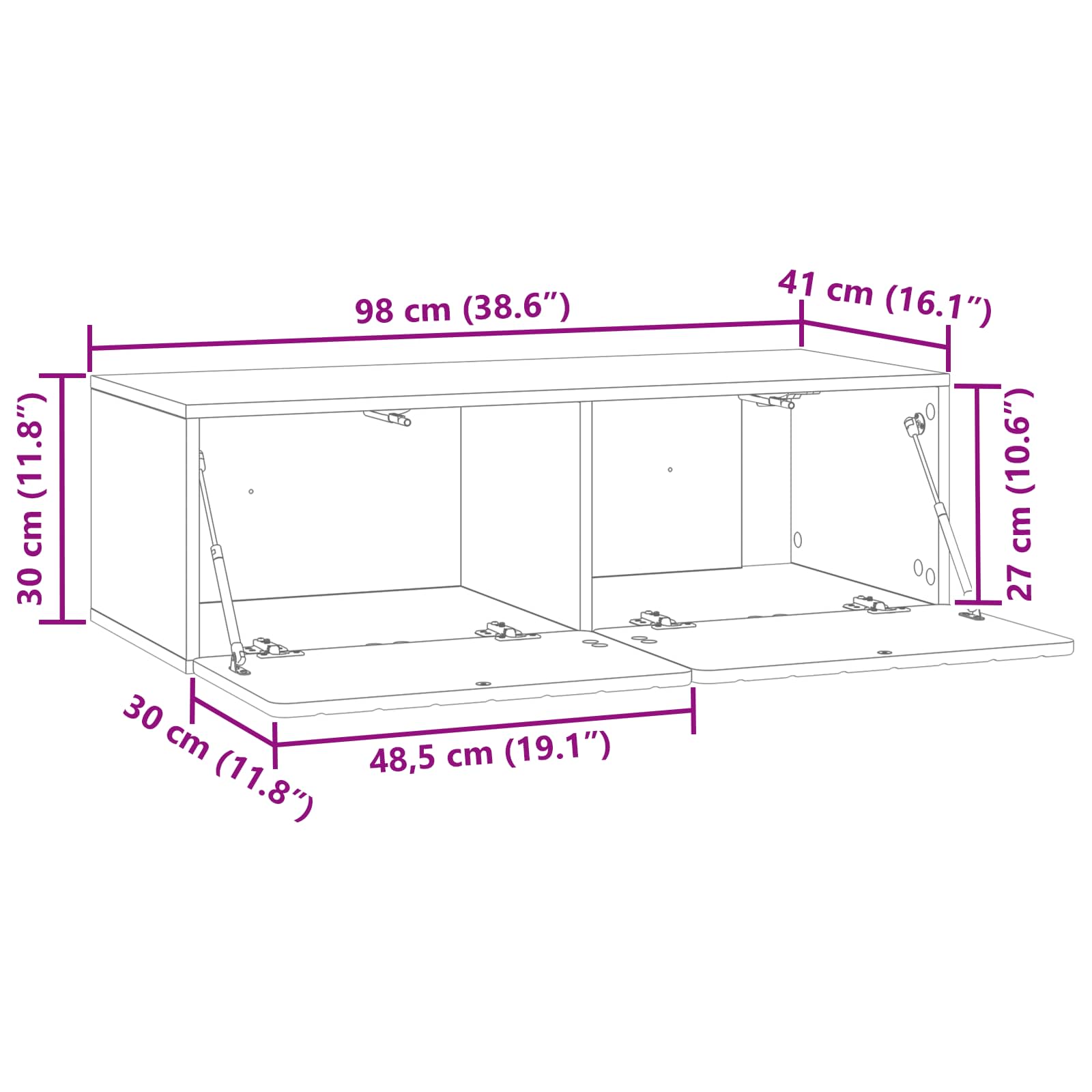 Wandbeugel TV-kast 98 x 41 x 30 cm Wit Bewerkt hout is nu te koop bij PeponiXL, paradijselijk wonen!