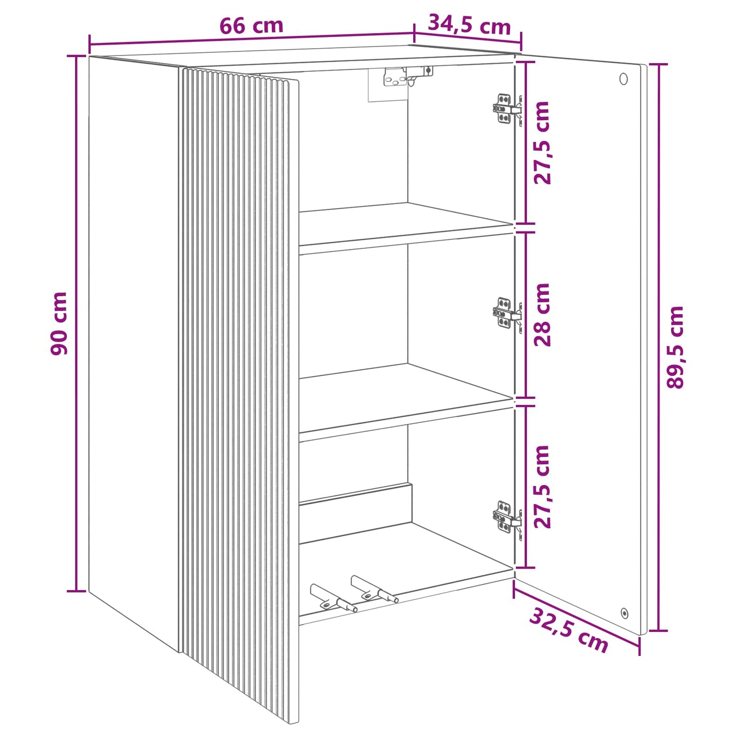 Wandkast Zwart 66 x 34,5 x 90 cm Bewerkt hout is nu te koop bij PeponiXL, paradijselijk wonen!
