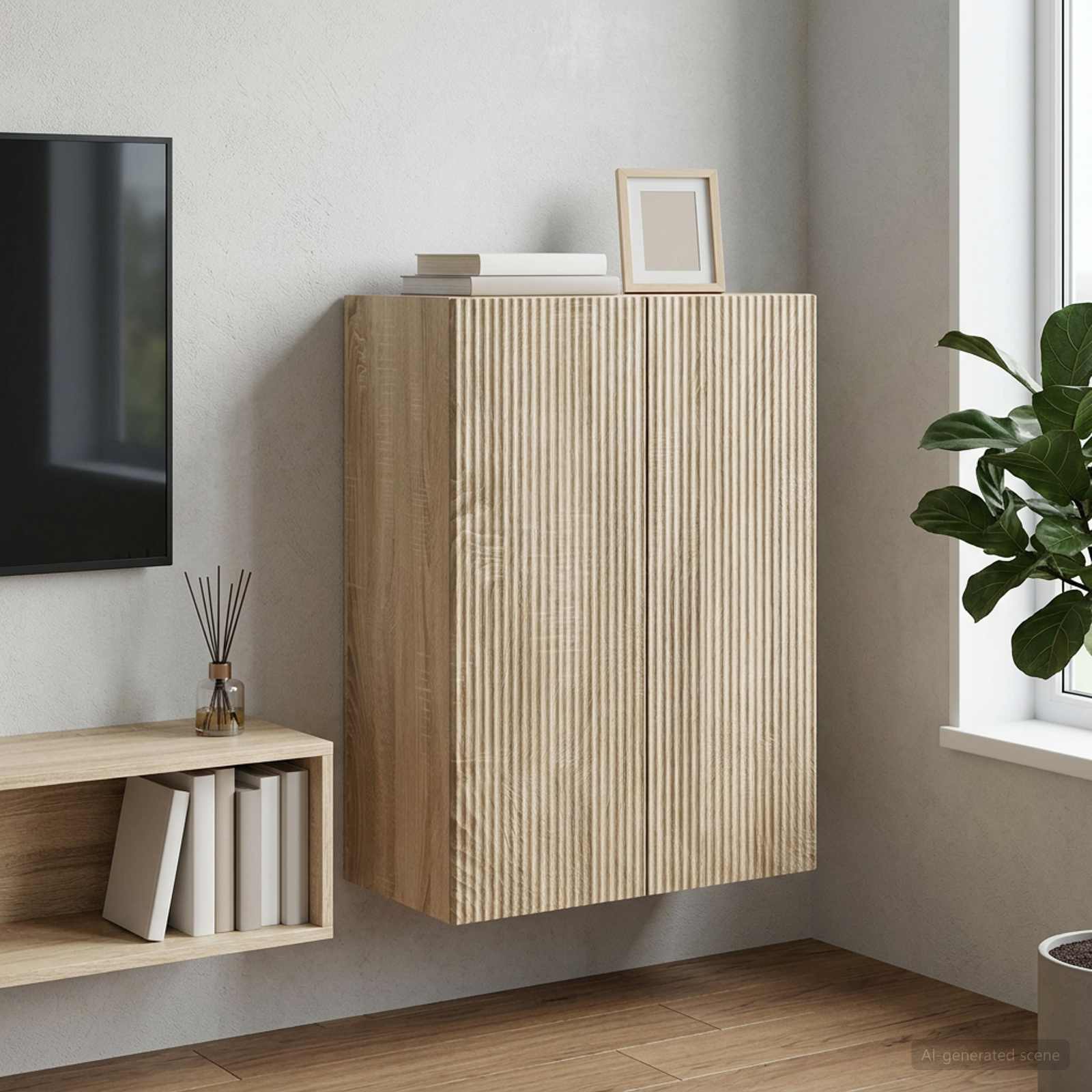 Wandkast Sonoma Eiken 66 x 34,5 x 90 cm Bewerkt hout is nu te koop bij PeponiXL, paradijselijk wonen!
