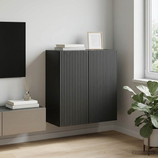 Wandkast Zwart 59 x 31 x 60 cm Bewerkt hout is nu te koop bij PeponiXL, paradijselijk wonen!