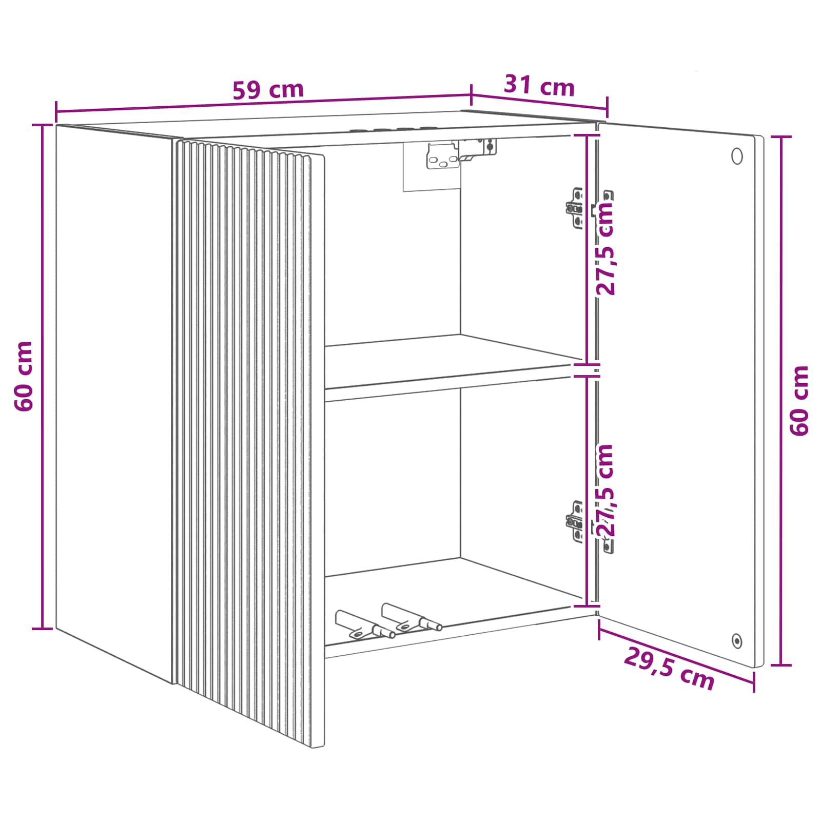 Wandkast Zwart 59 x 31 x 60 cm Bewerkt hout is nu te koop bij PeponiXL, paradijselijk wonen!
