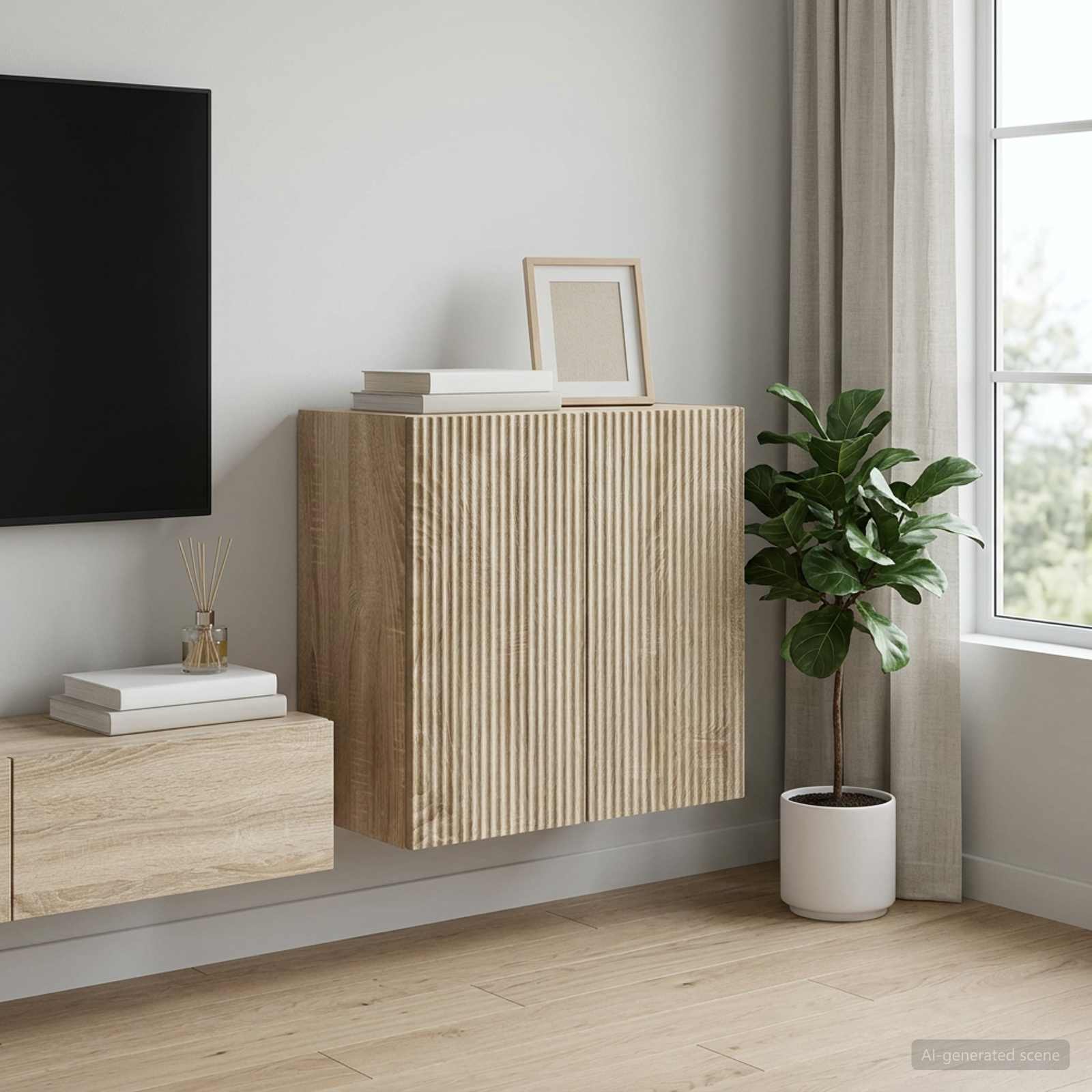 Wandkast Sonoma Eiken 59 x 31 x 60 cm Bewerkt hout is nu te koop bij PeponiXL, paradijselijk wonen!