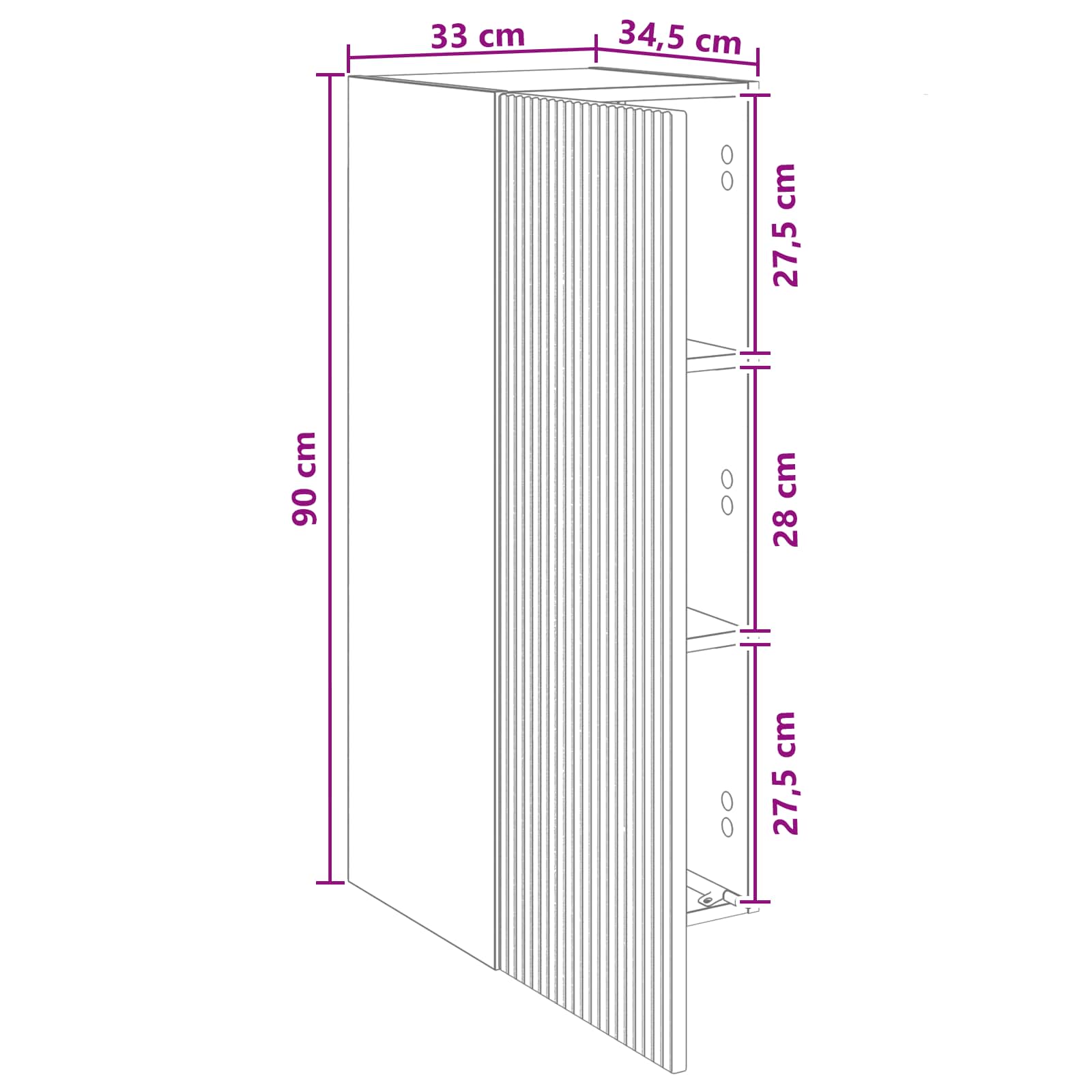 Wandkast Zwart 33 x 34,5 x 90 cm Bewerkt hout is nu te koop bij PeponiXL, paradijselijk wonen!