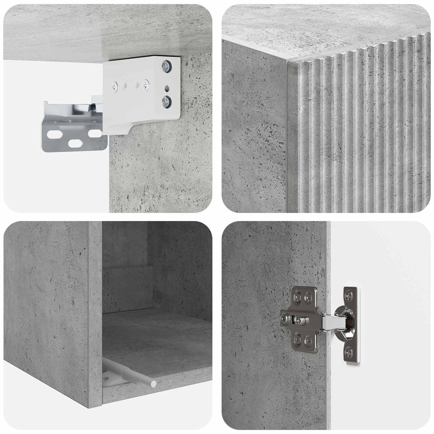 Wandkast Betongrijs 33 x 34,5 x 90 cm Bewerkt hout is nu te koop bij PeponiXL, paradijselijk wonen!