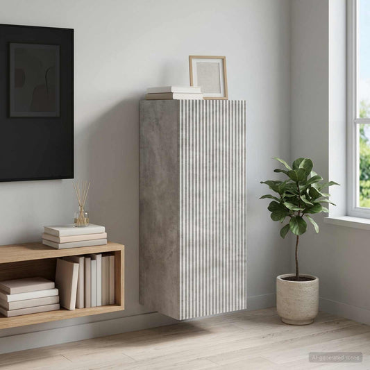Wandkast Betongrijs 33 x 34,5 x 90 cm Bewerkt hout is nu te koop bij PeponiXL, paradijselijk wonen!