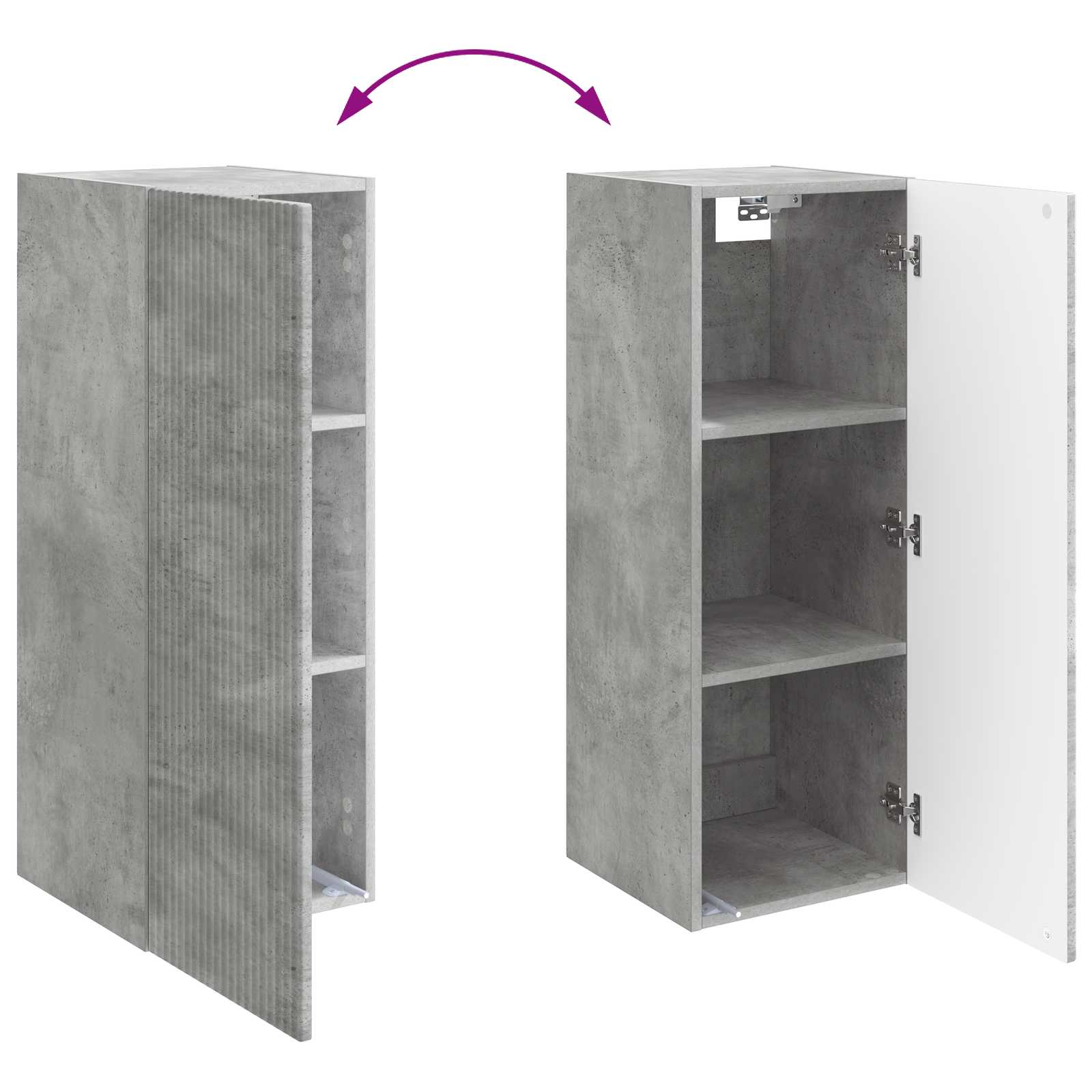 Wandkast Betongrijs 33 x 34,5 x 90 cm Bewerkt hout is nu te koop bij PeponiXL, paradijselijk wonen!