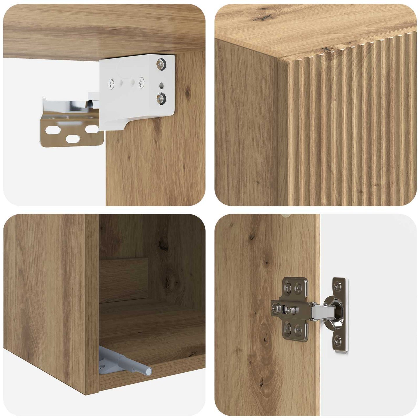 Wandkast 33 x 34,5 x 90 cm Bewerkt hout Artisanaal eiken