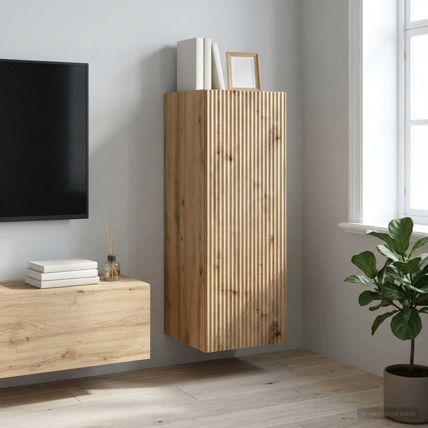 Wandkast 33 x 34,5 x 90 cm Bewerkt hout Artisanaal eiken