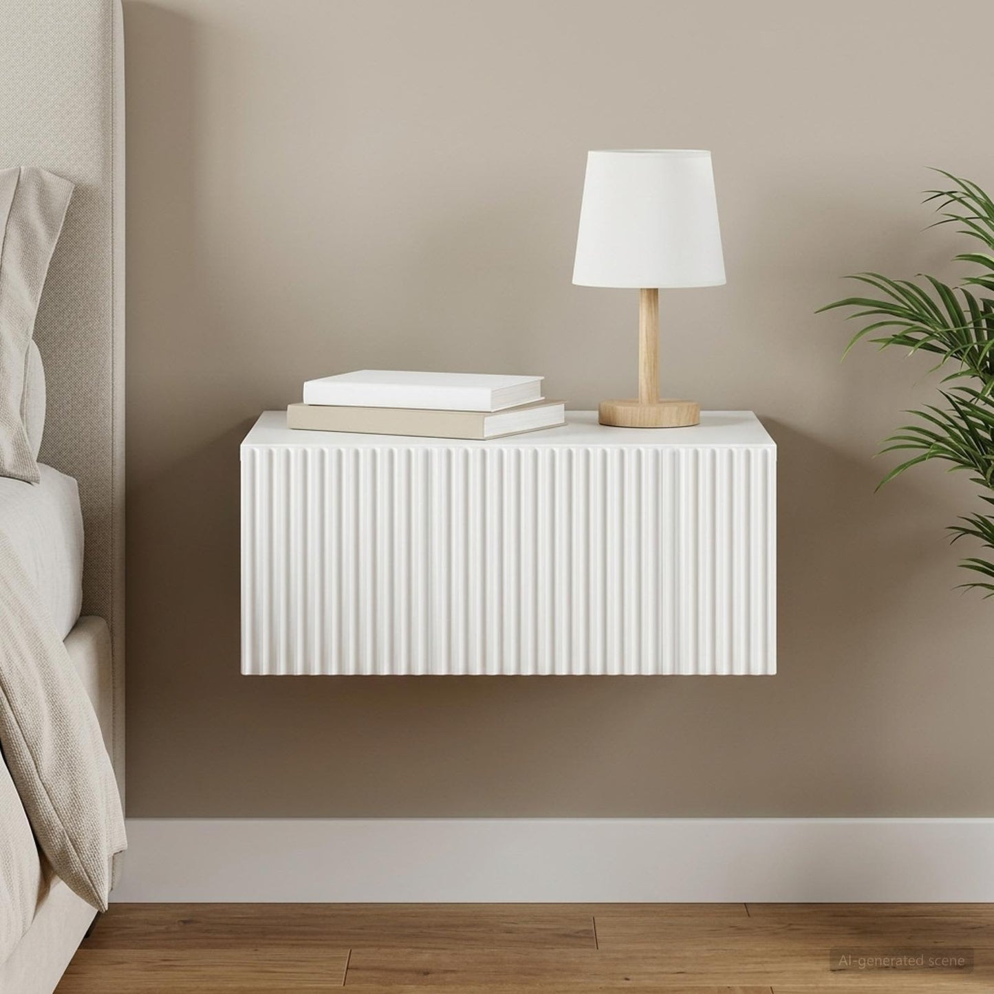 Wandbeugel Bedkast met lade Wit 49 x 34,5 x 20 cm Bewerkt hout is nu te koop bij PeponiXL, paradijselijk wonen!